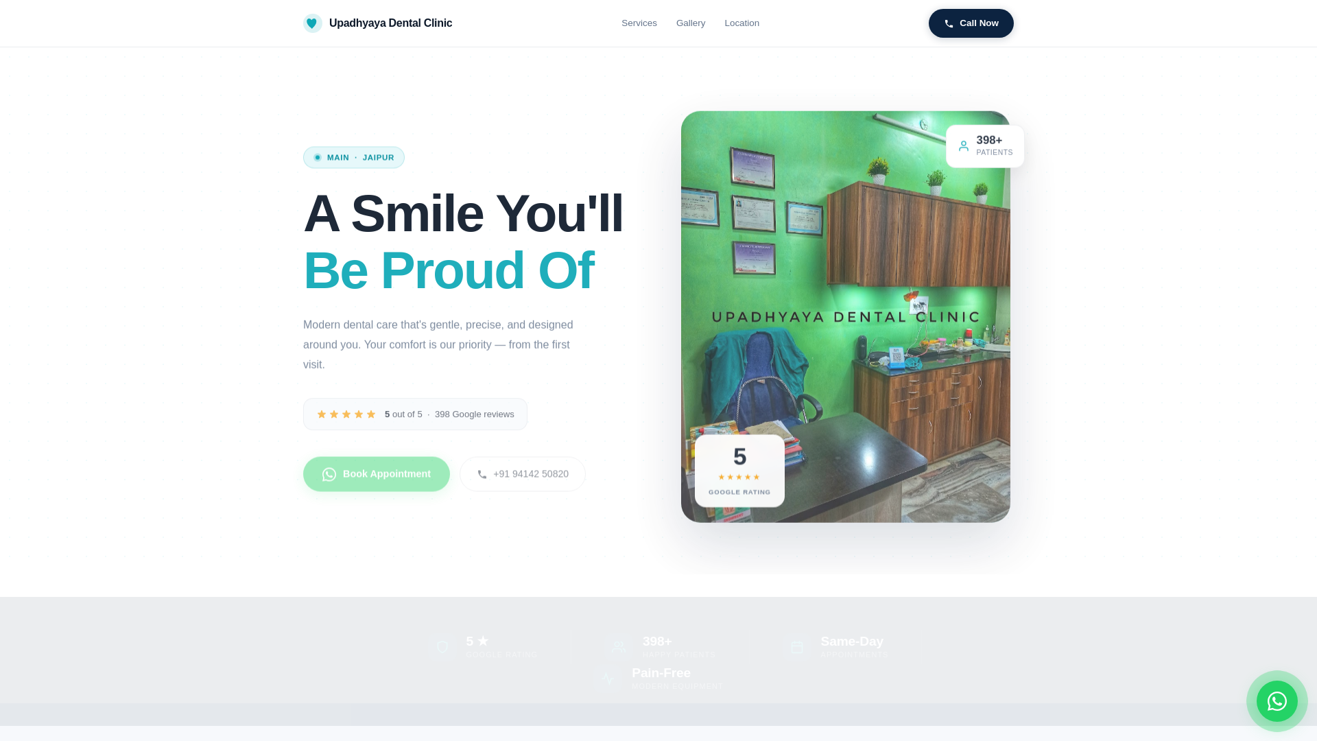 website screenshot of https://upadhyaya-dental-clinic-jaipur.pages.dev/