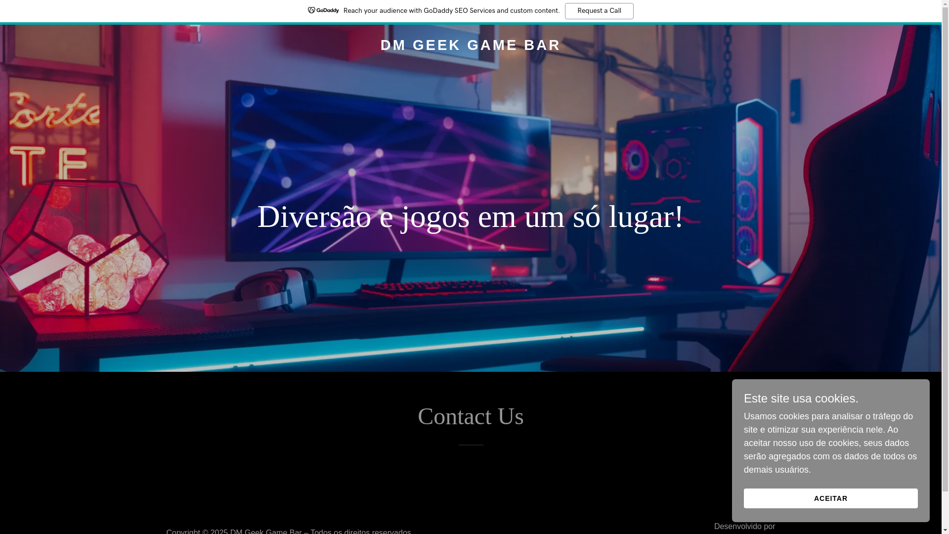 website screenshot of https://dmgeekgamebar.com/