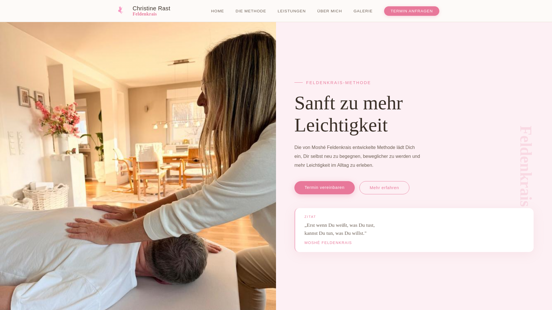 website screenshot of https://feldenkrais-mit-christine.de/