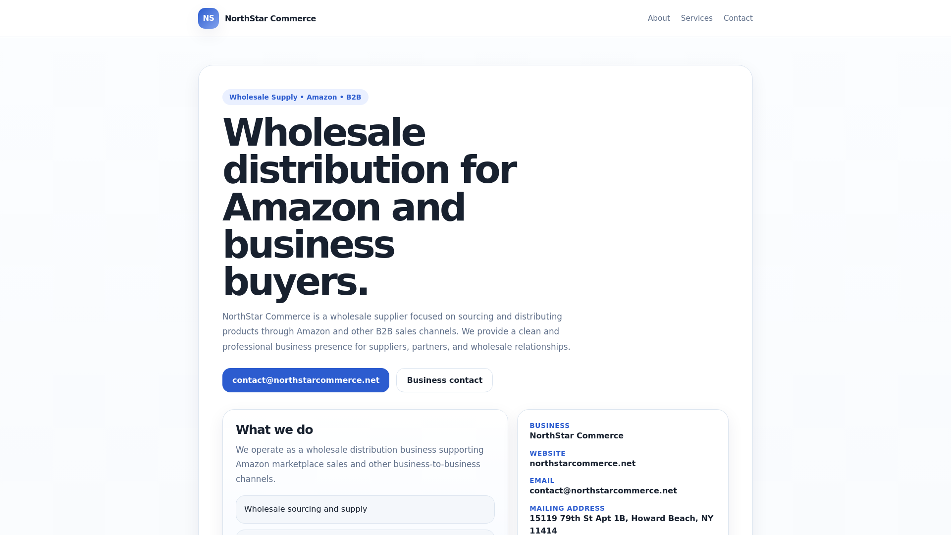 website screenshot of https://northstarcommerce.net/