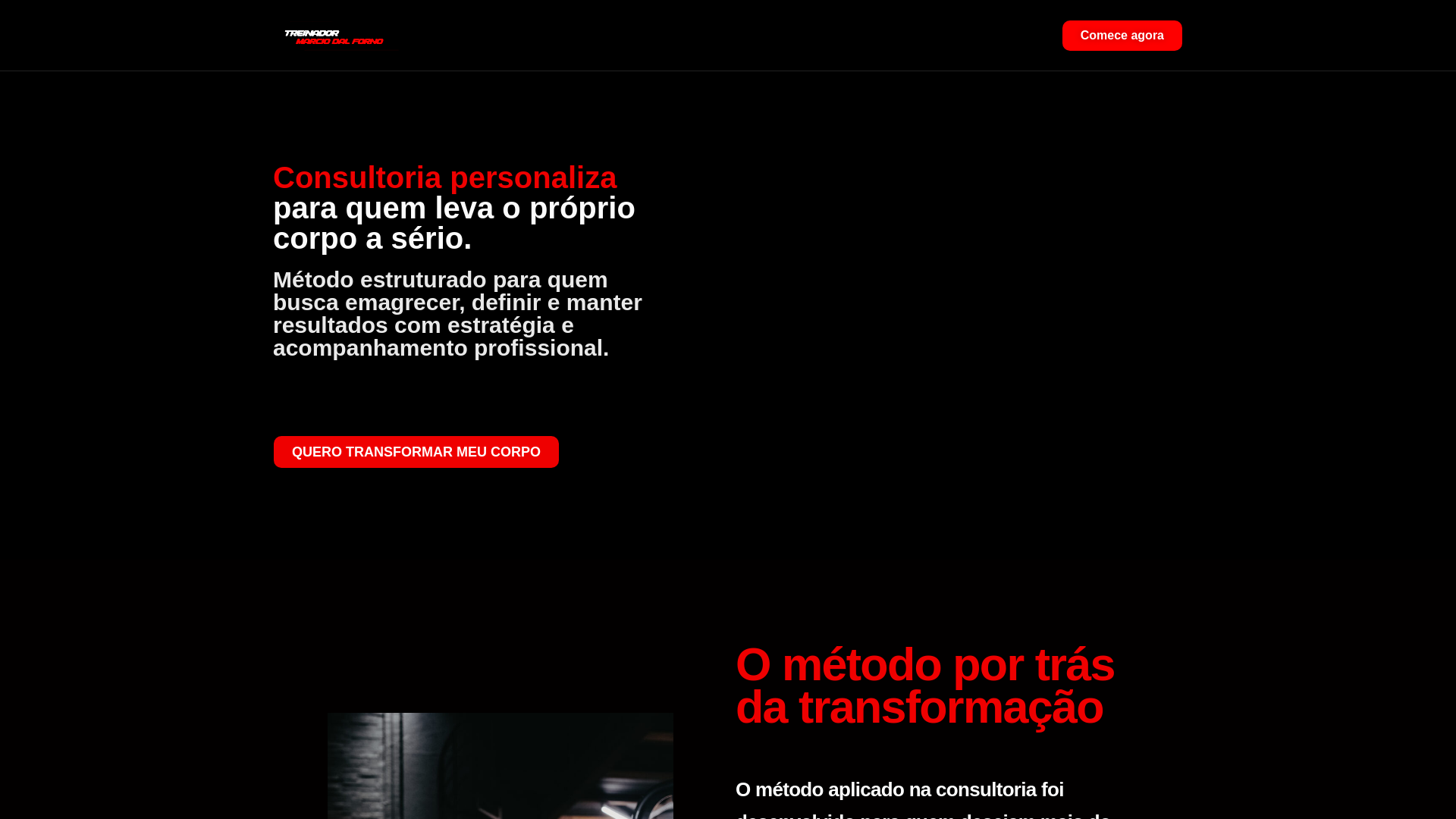 website screenshot of https://treinadormarciodalforno.com.br/