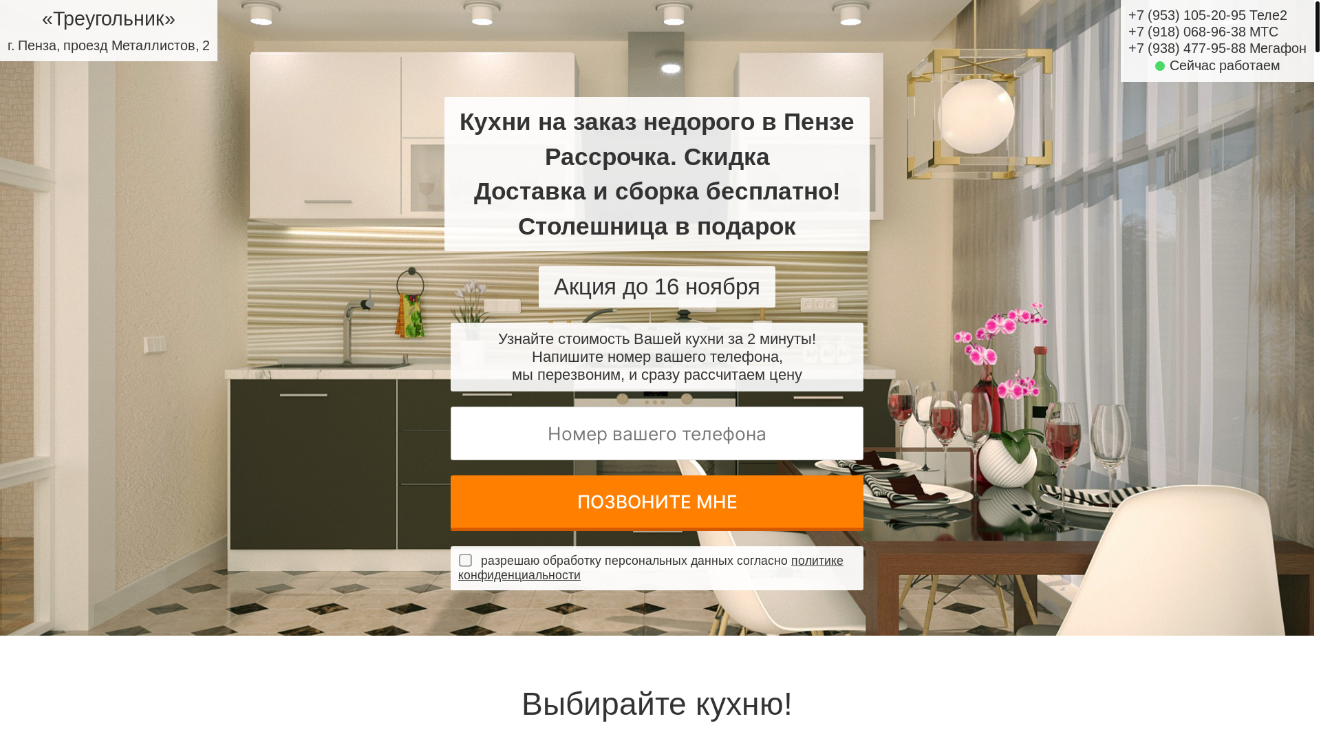 website screenshot of https://kukhnikirov.ru/