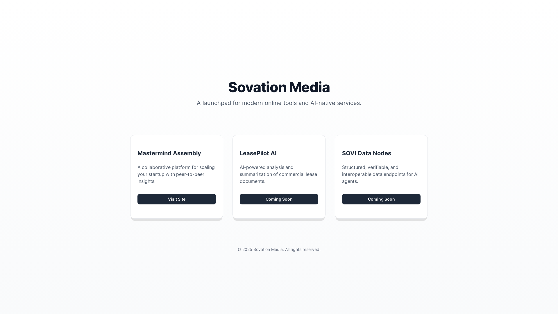 website screenshot of https://sovation.media/