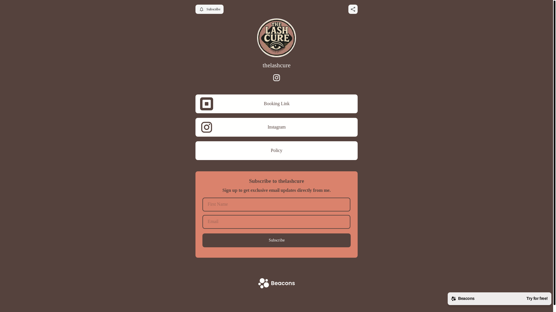 website screenshot of https://thelashcure.store/
