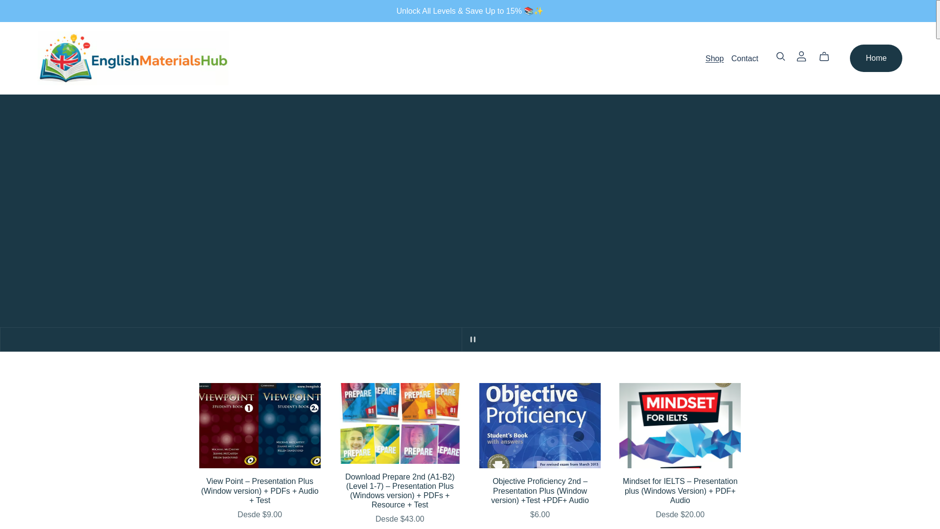 website screenshot of https://englishmaterialshub.com/
