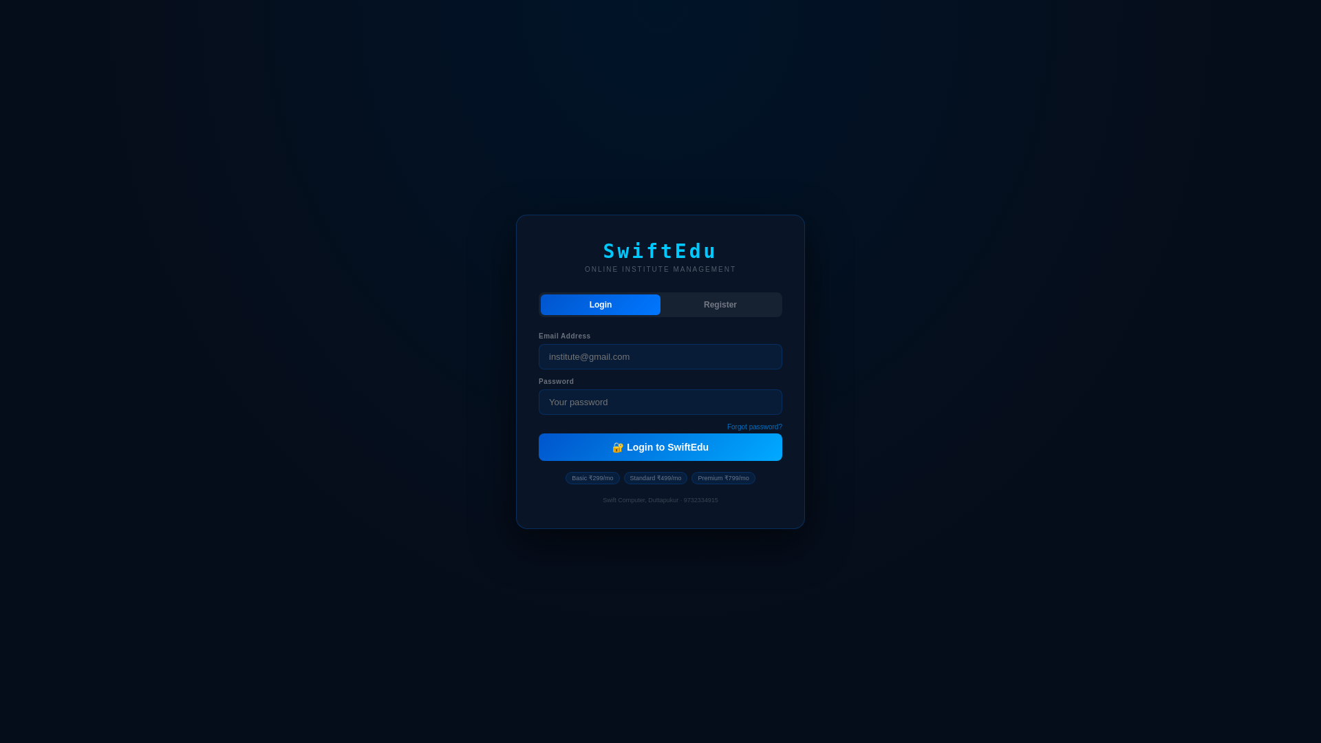 website screenshot of https://swiftcomputer.in/