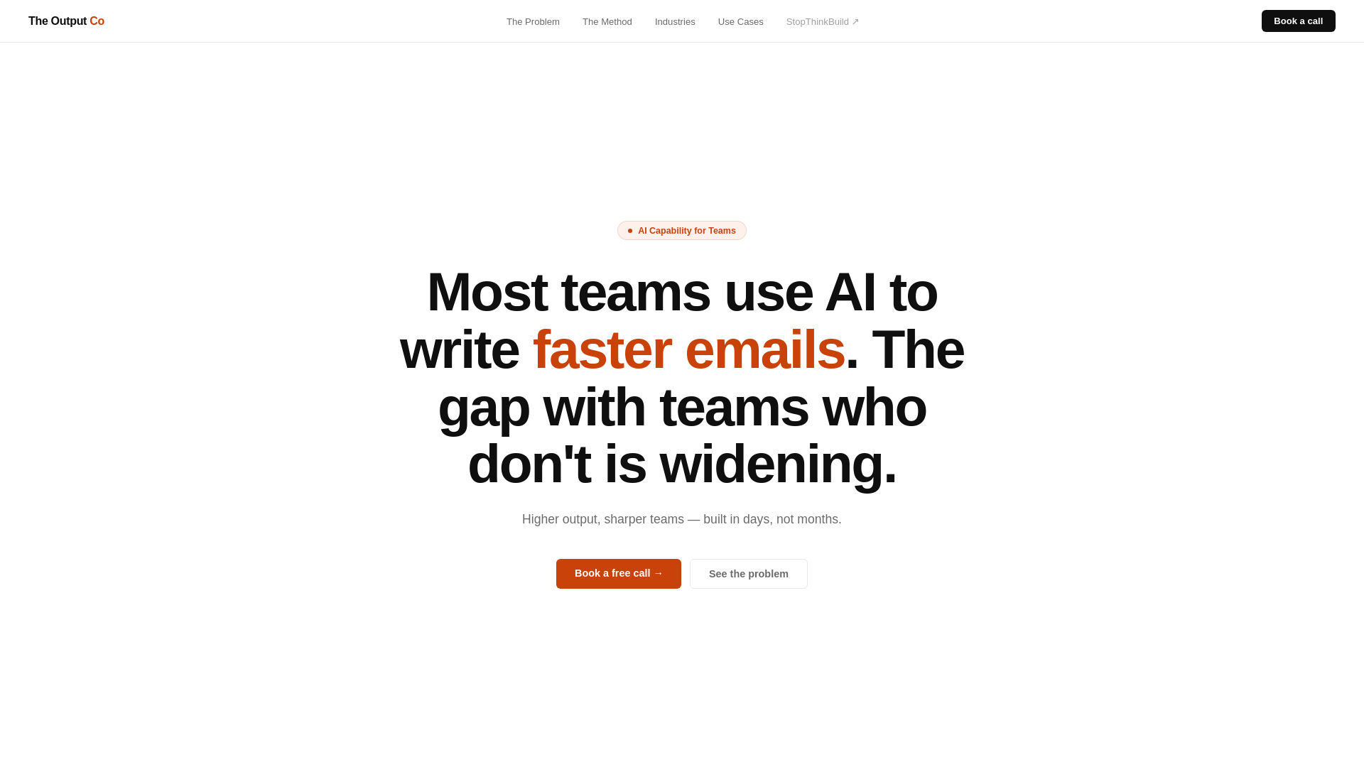 website screenshot of https://theoutputco.com