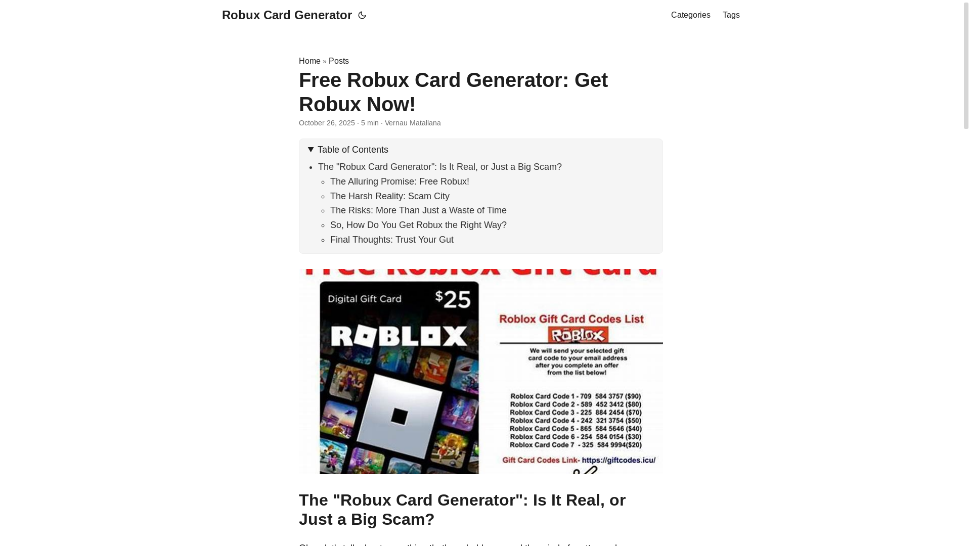 website screenshot of https://robux-card-generator.pages.dev/