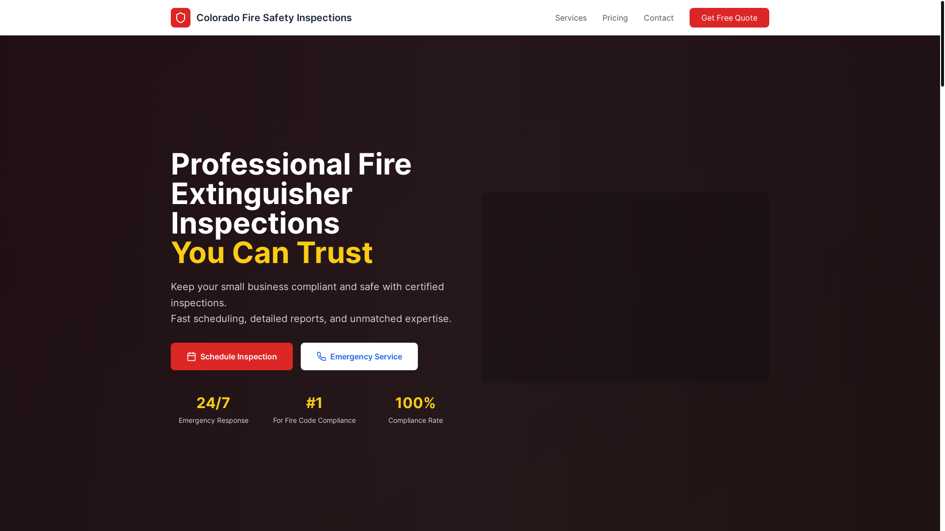 website screenshot of https://coloradofireinspections.com/