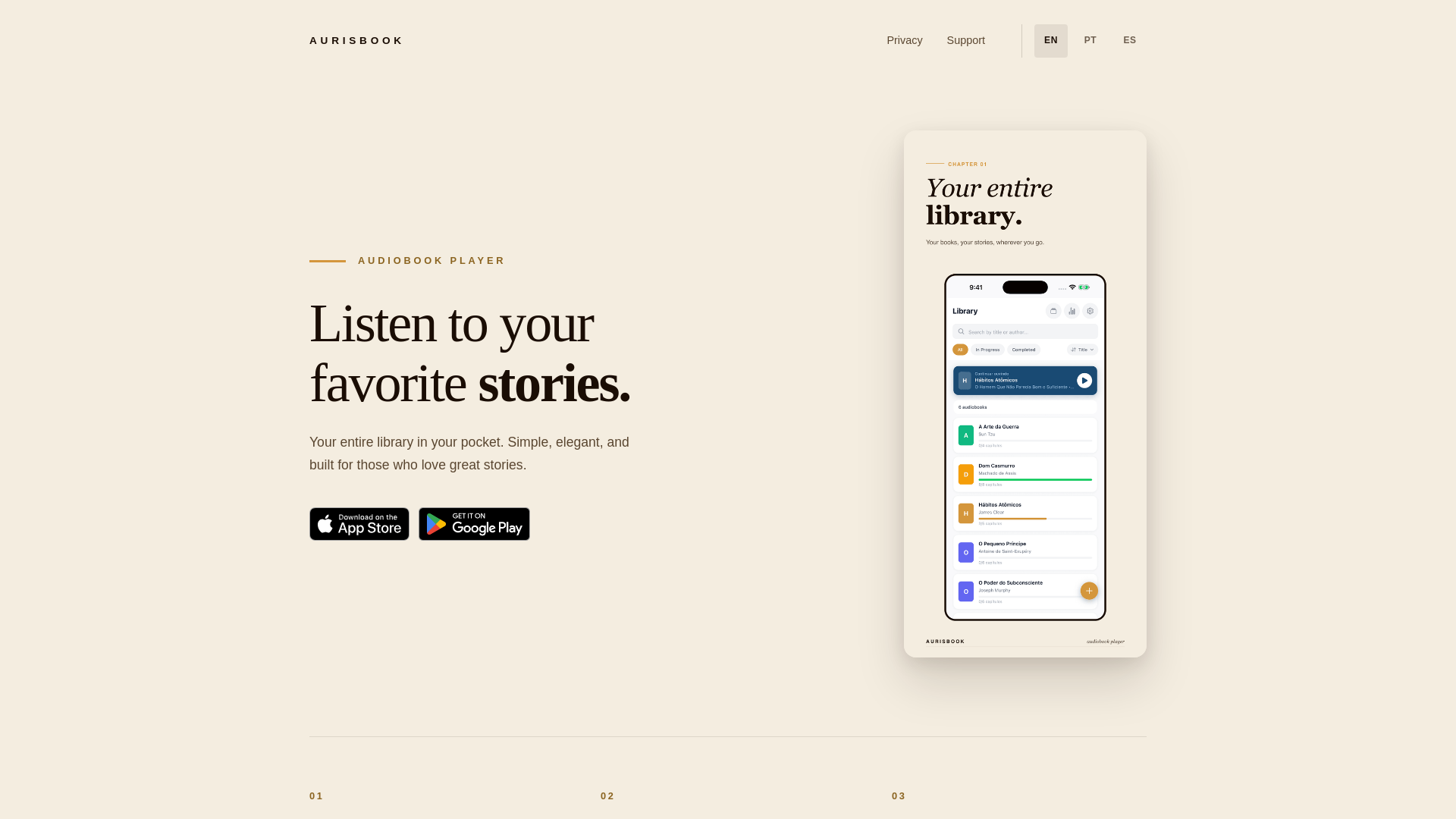 website screenshot of https://aurisbook.app/