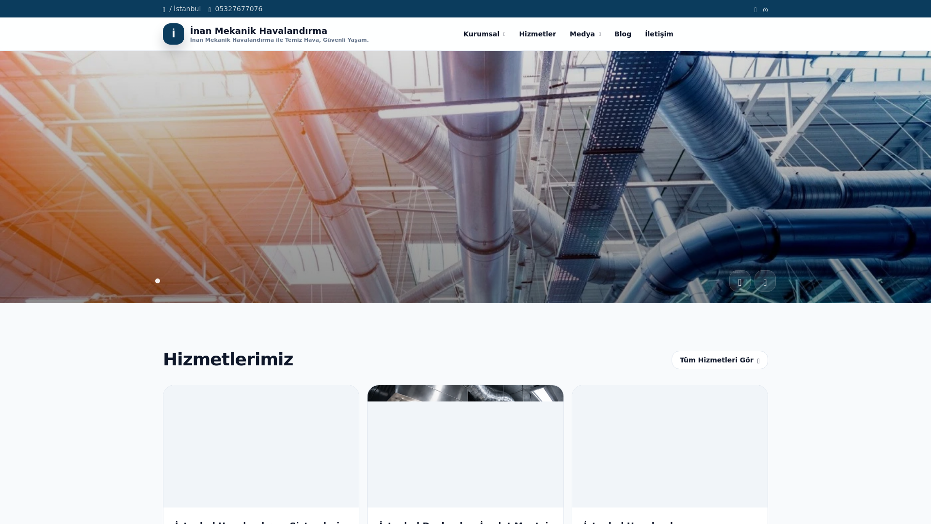website screenshot of https://istanbulhavakanaliimalati.com.tr/