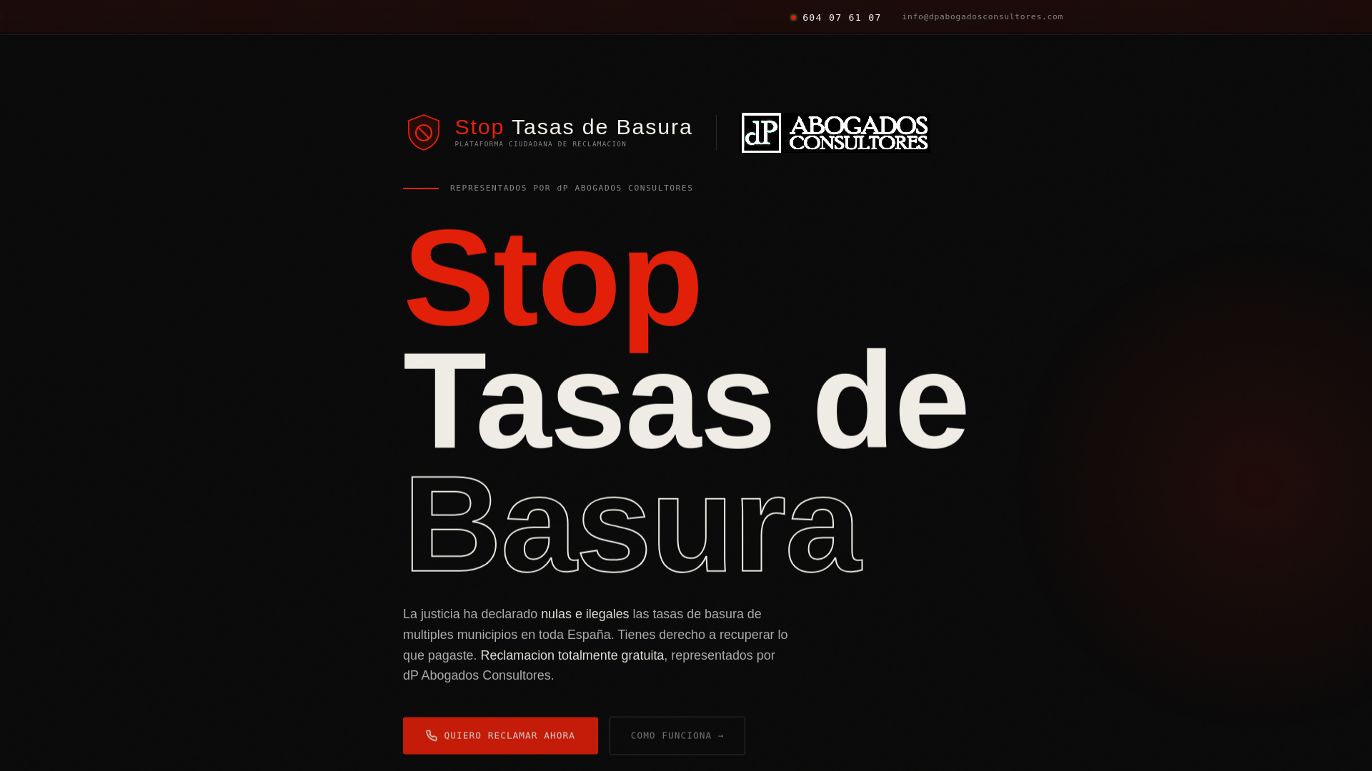website screenshot of https://stoptasasdebasura.com/