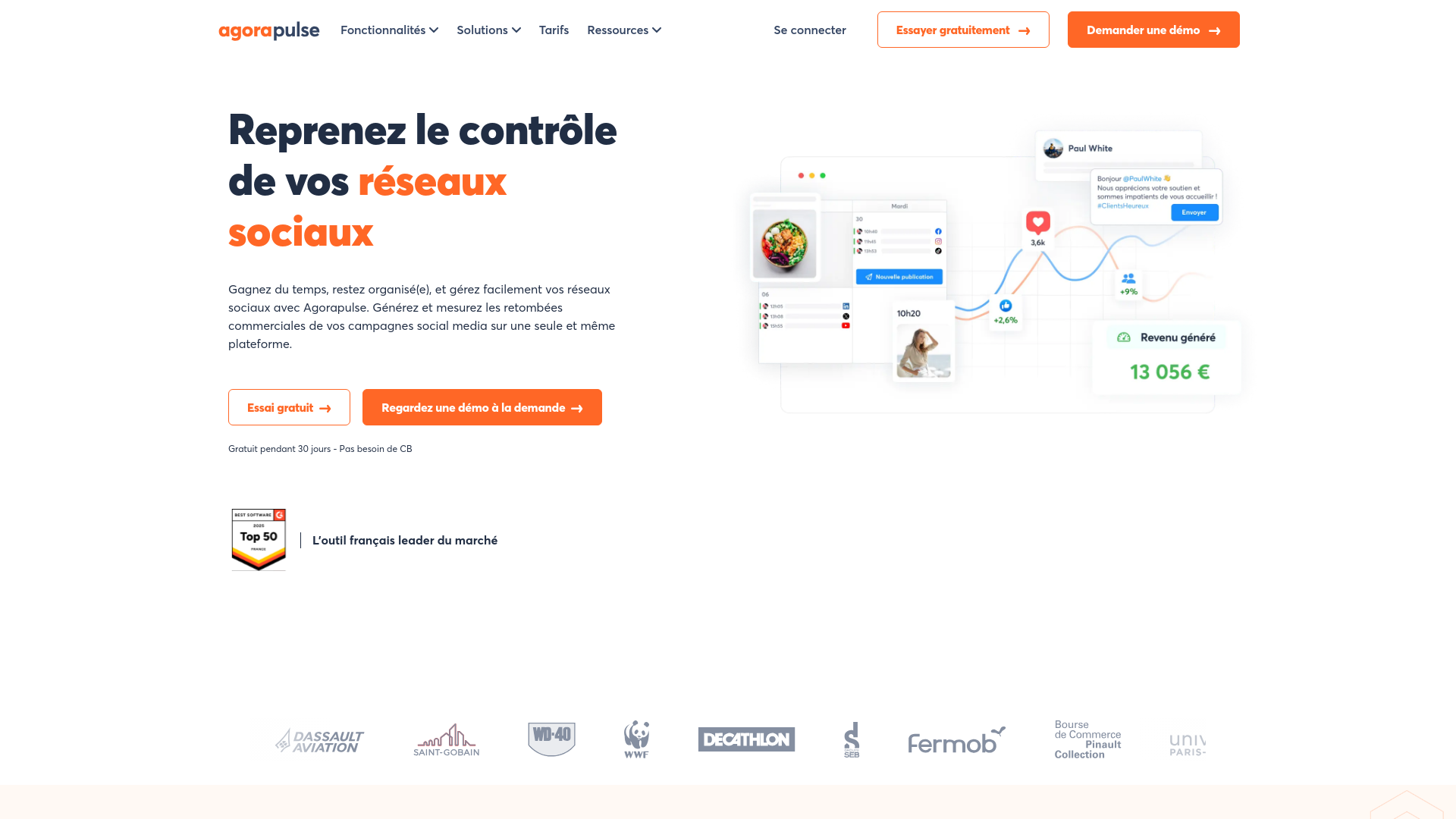 website screenshot of https://theagorapulse.com/