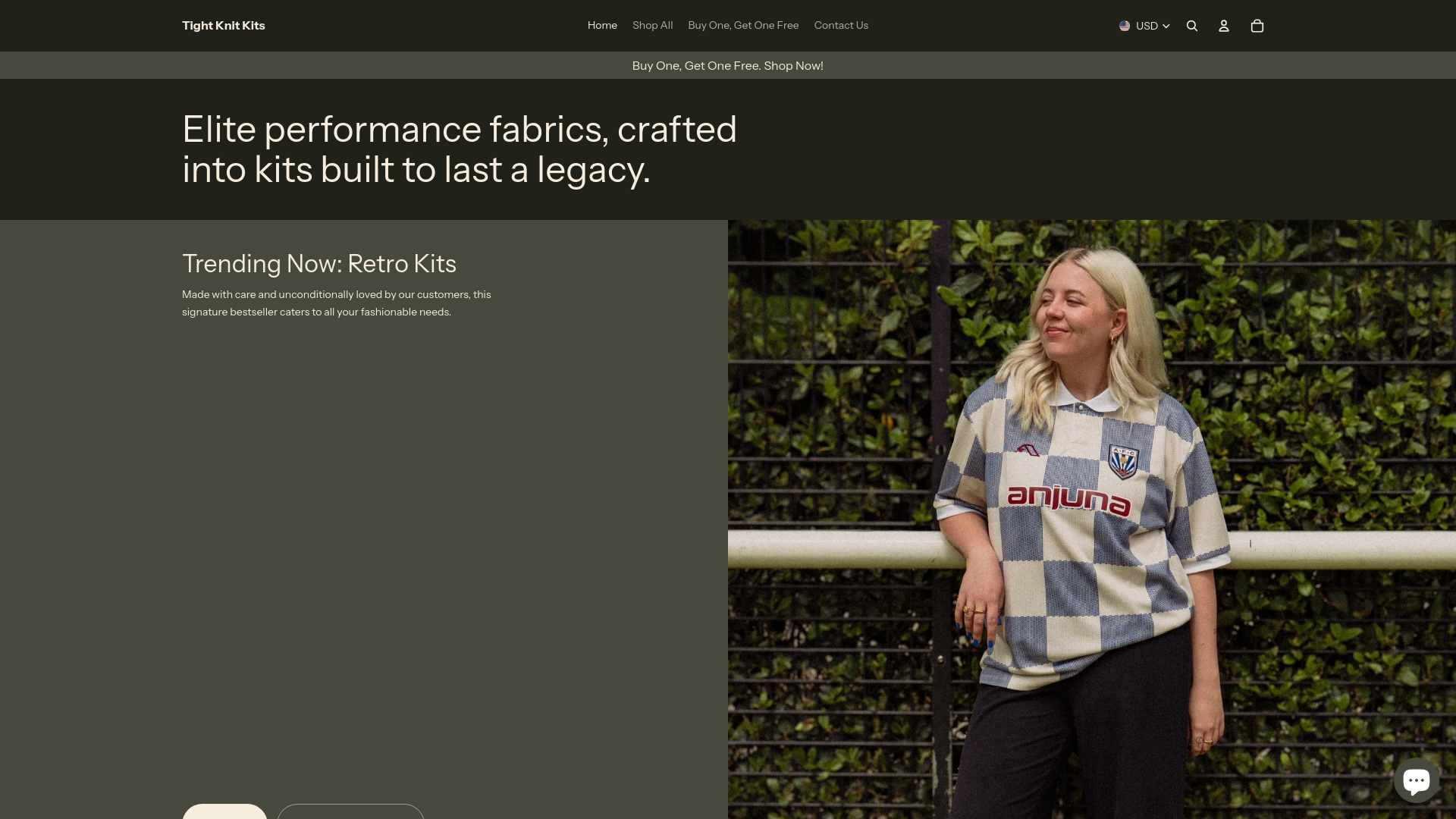 website screenshot of https://tightknitkits.shop