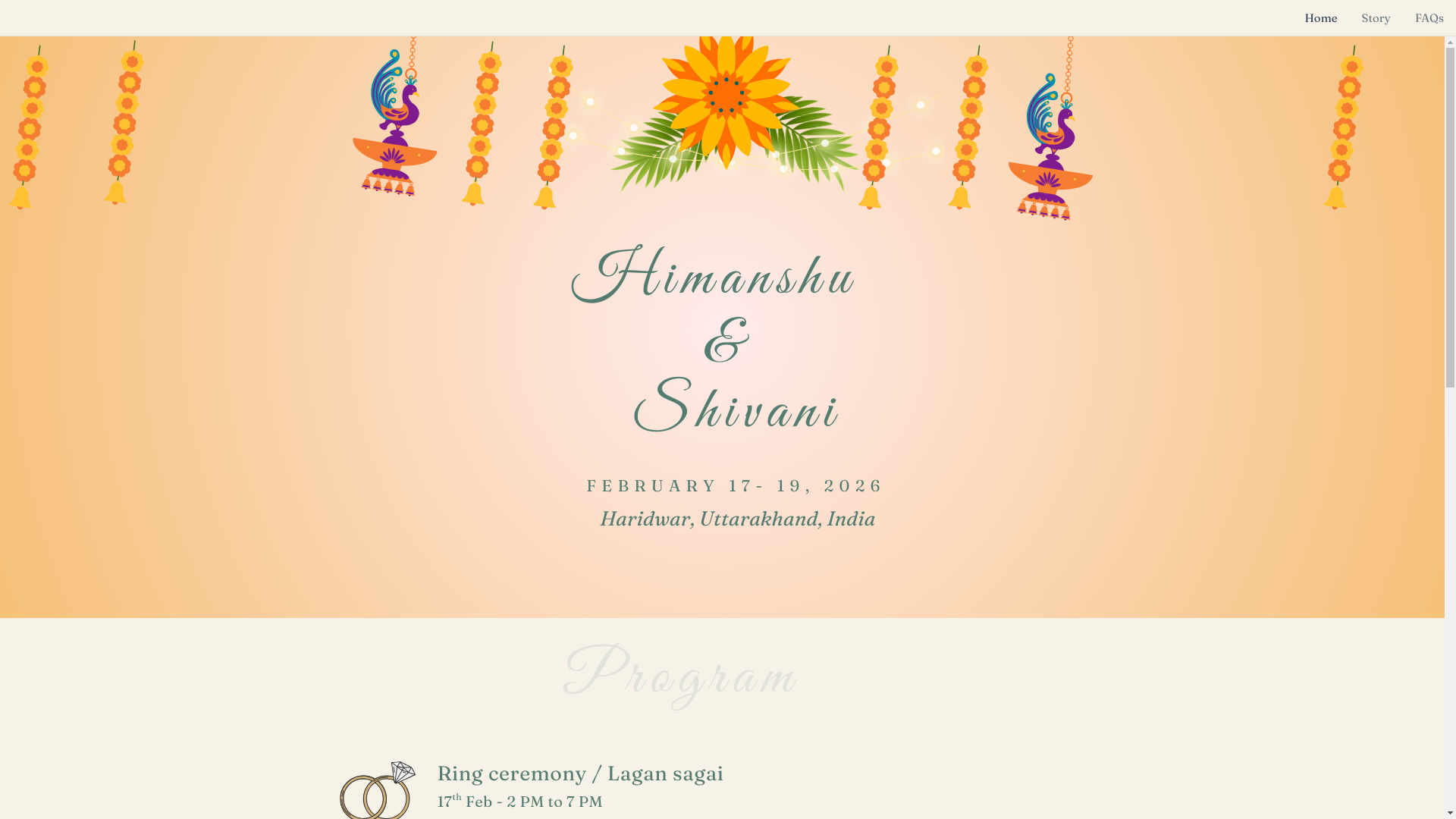 website screenshot of https://himanshuwedsshivani.com/