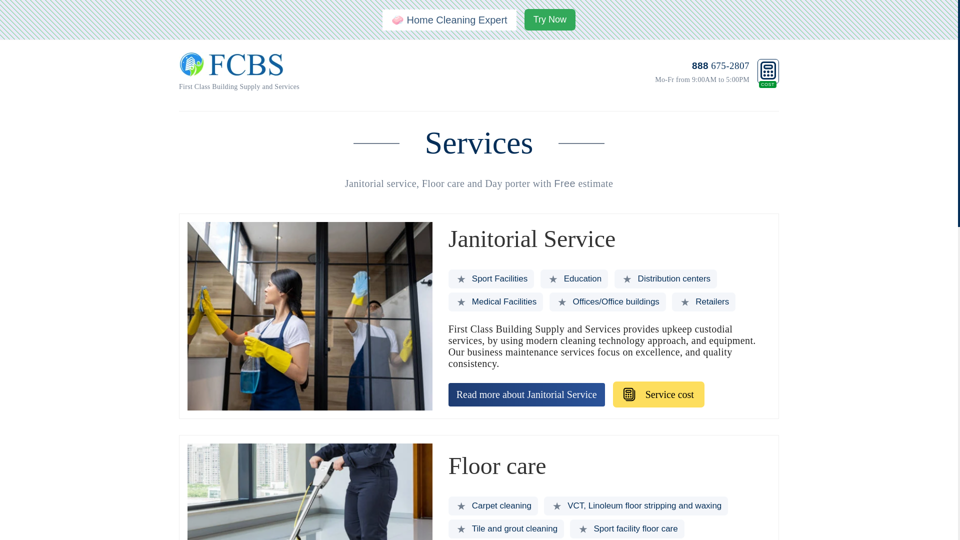 website screenshot of https://firstclassbldgcare.com/
