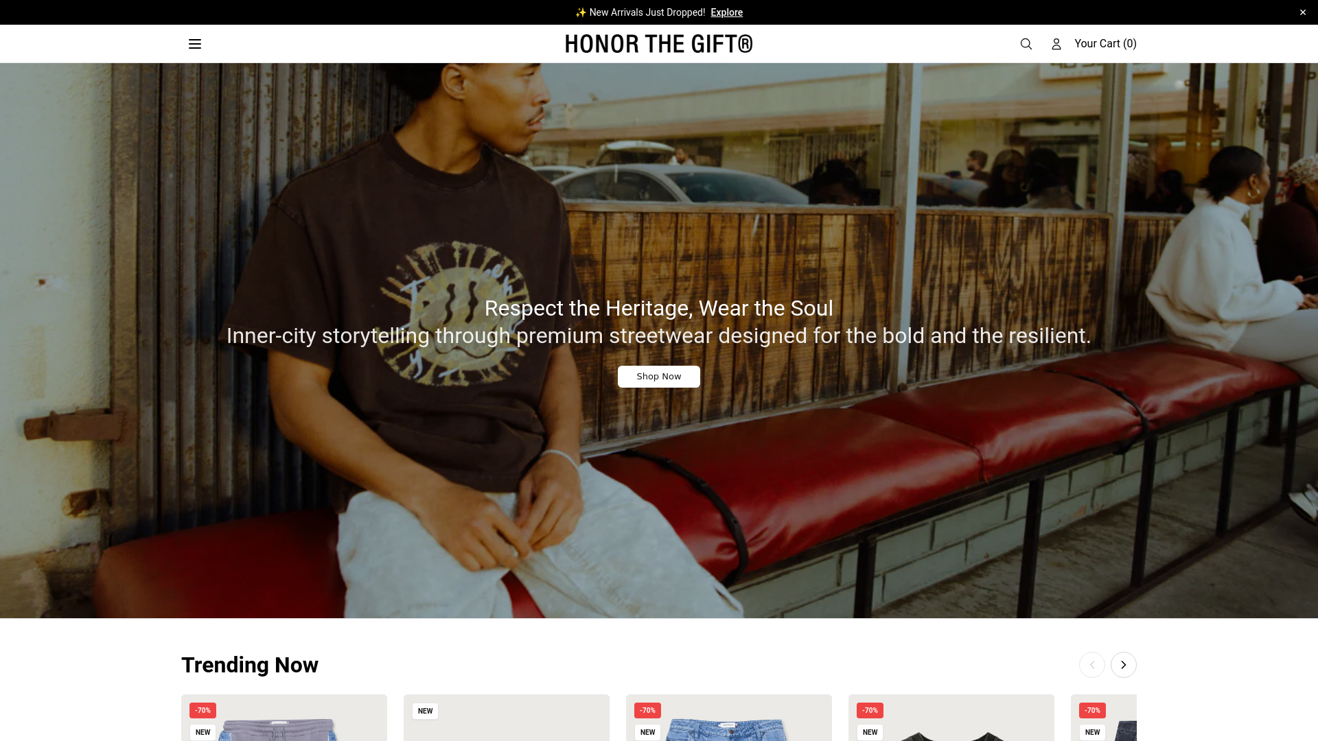 website screenshot of https://officialhonorthegift.shop/