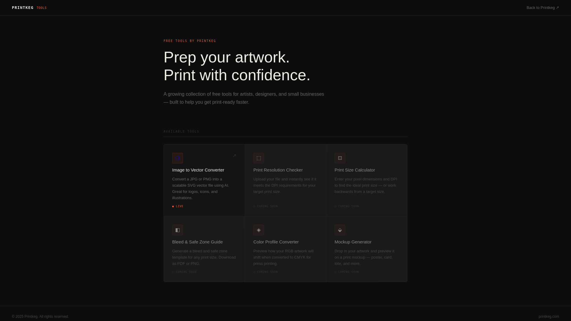 website screenshot of https://printkeg-tools.pages.dev/