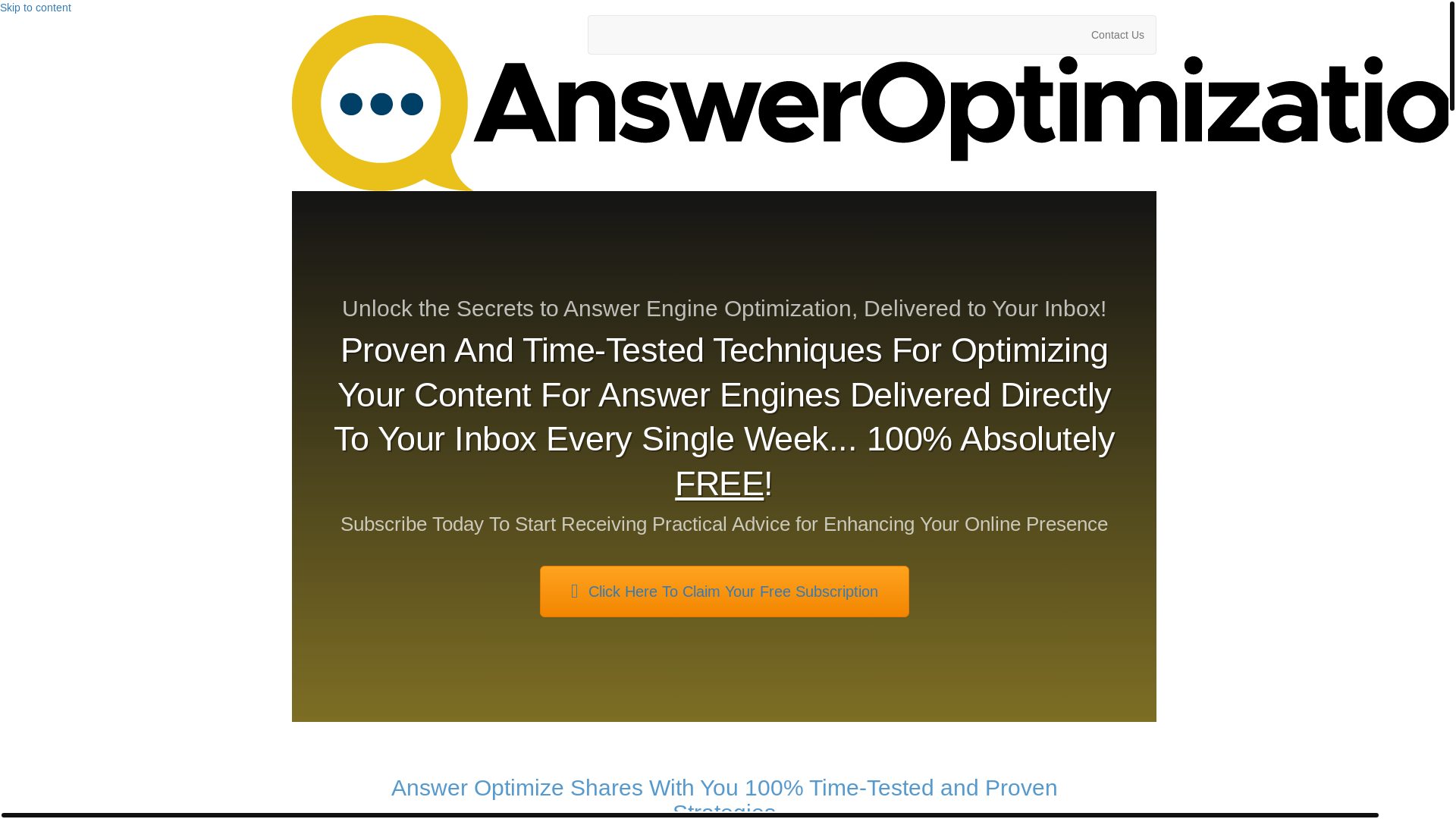 website screenshot of https://answeroptimize.video/