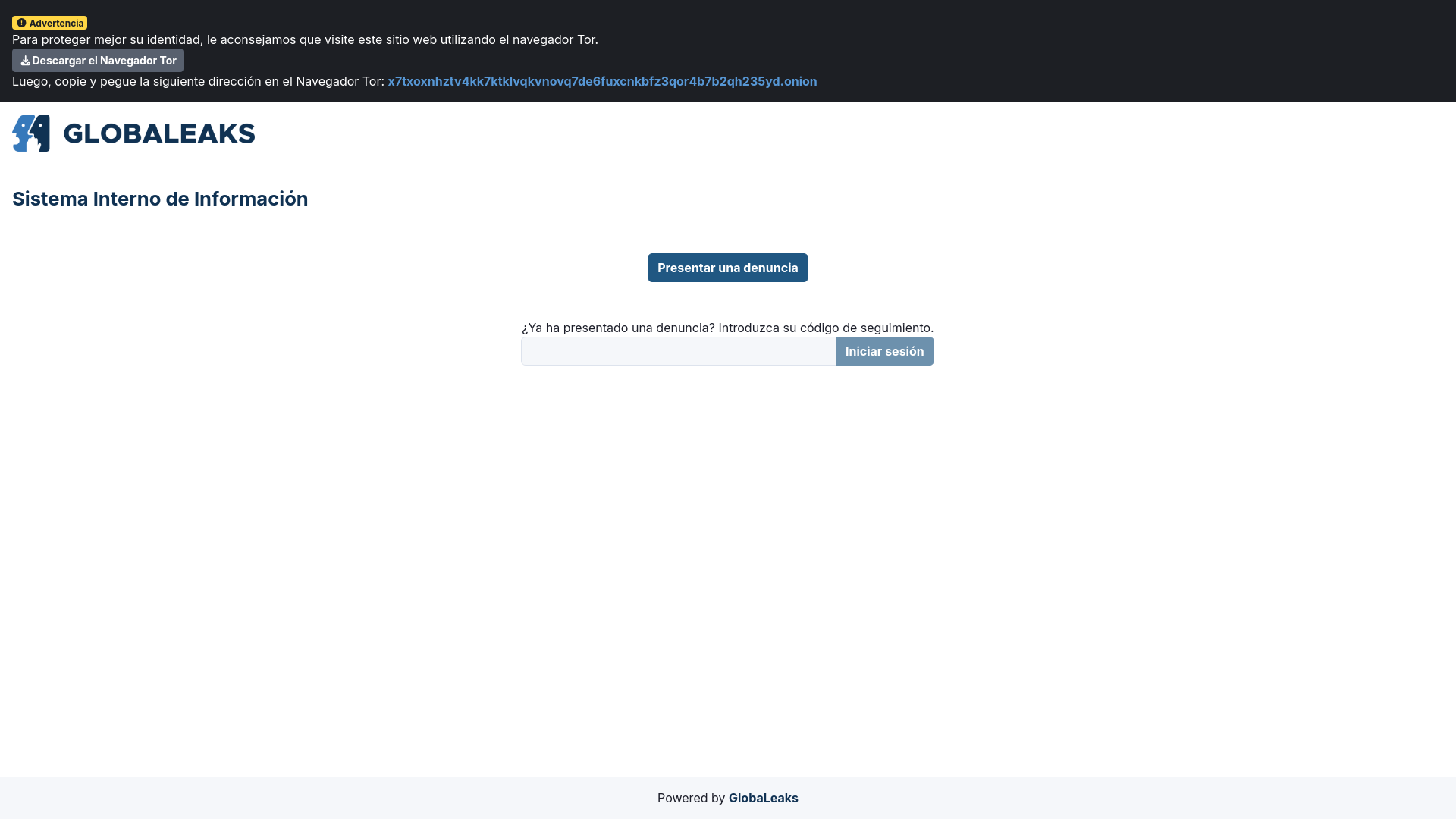 website screenshot of https://sistemainternodeinformacion.com.es