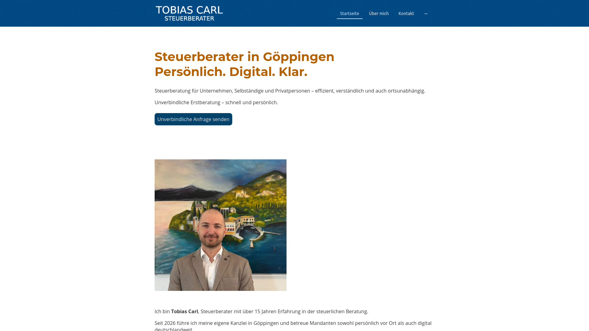 website screenshot of https://steuerberatercarl.de