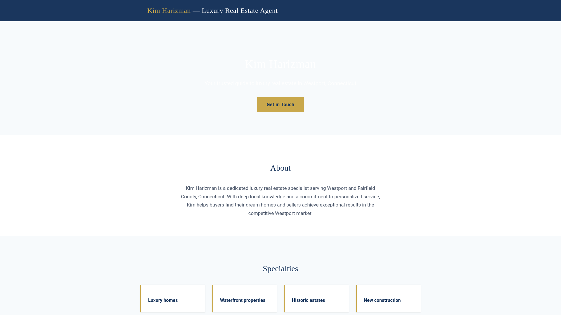 website screenshot of https://kim-harizman-site.pages.dev/