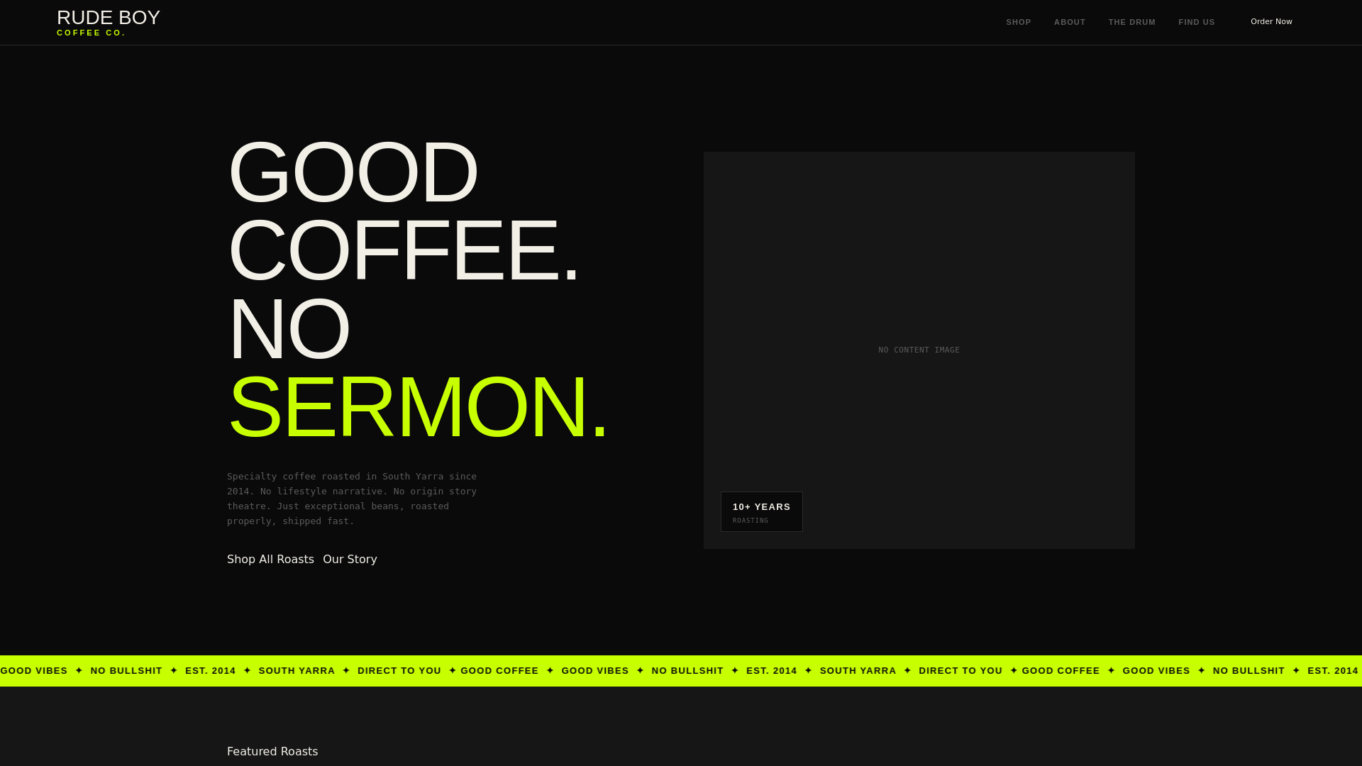 website screenshot of https://rudeboycoffee.pages.dev/