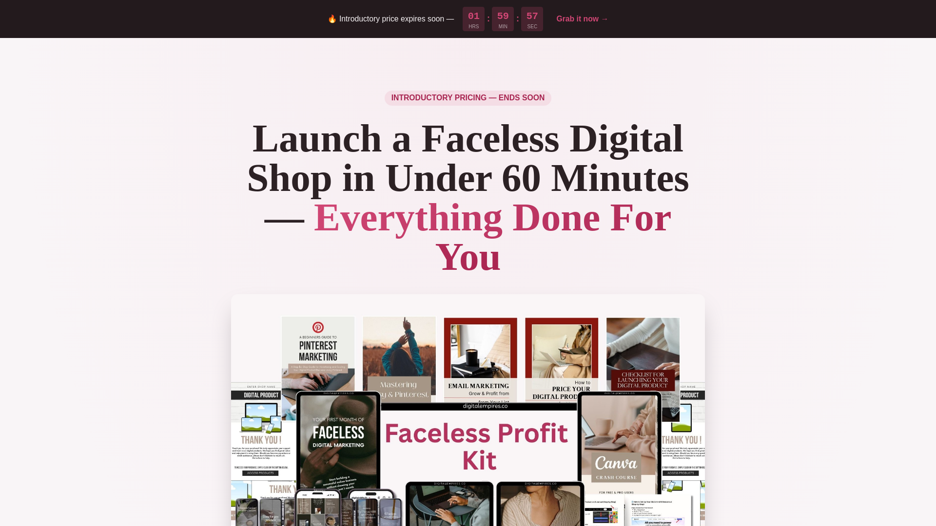 website screenshot of https://facelessprokit.com