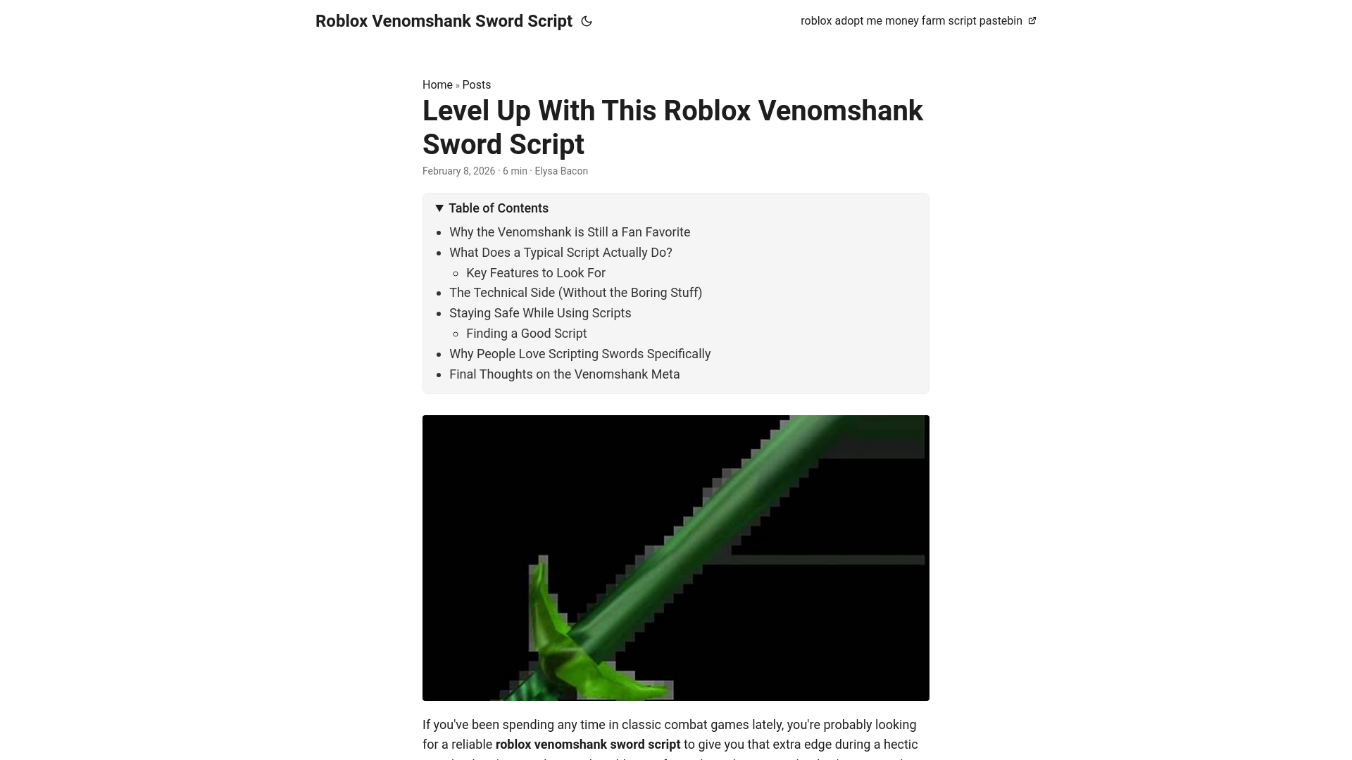 website screenshot of https://roblox-venomshank-sword-script.pages.dev/
