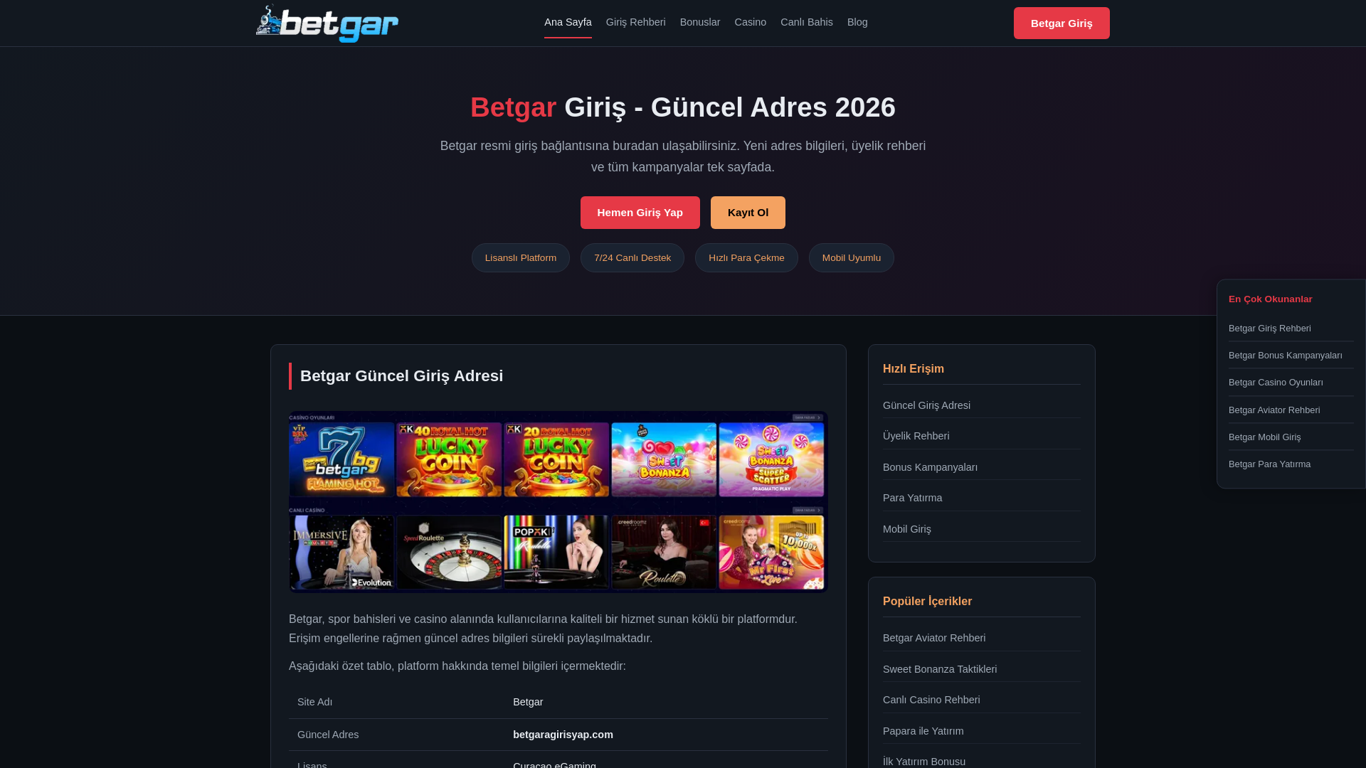 website screenshot of https://betgaragirisyap.com