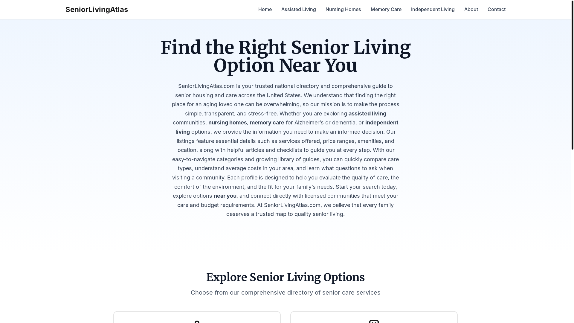 website screenshot of https://seniorlivingatlas.com/