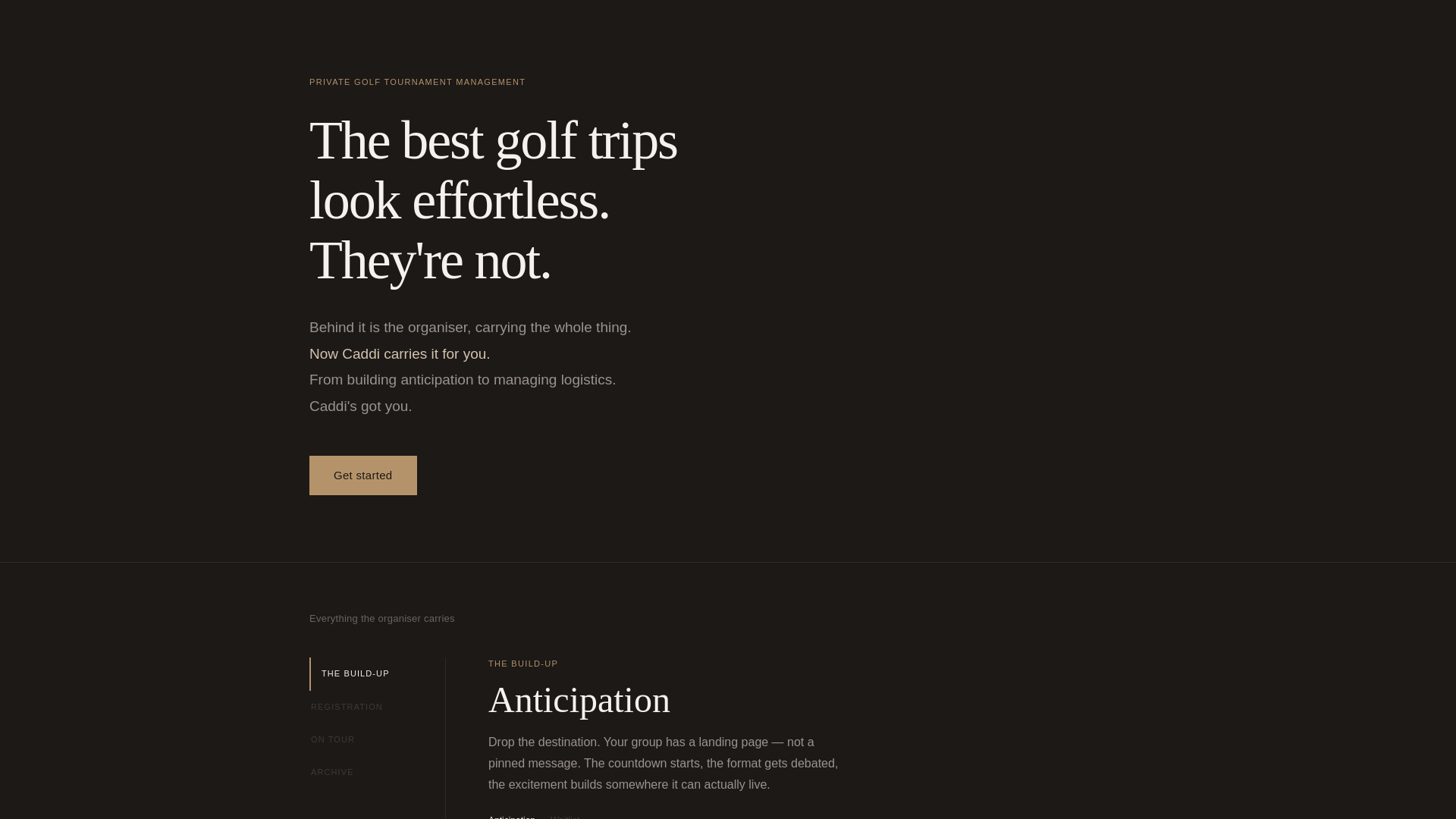website screenshot of https://caddigolf.app/