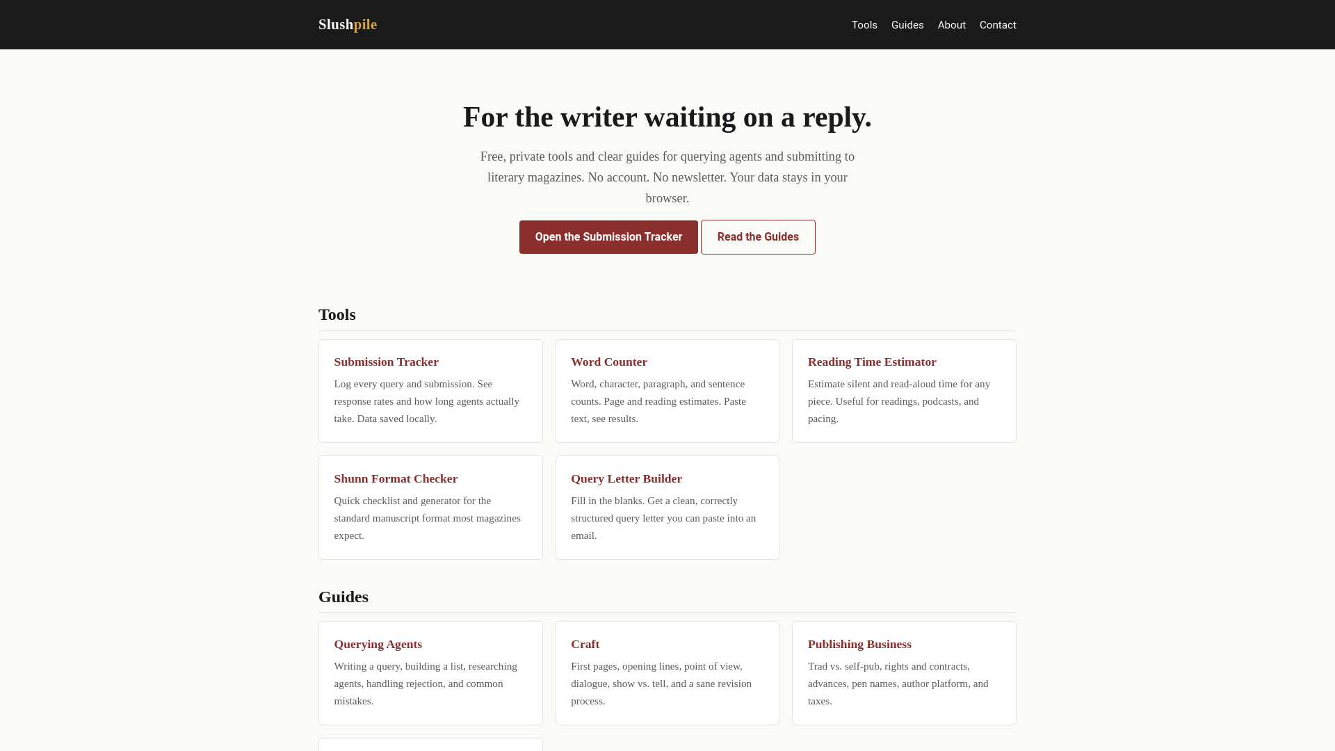 website screenshot of https://slushpile-org.pages.dev/