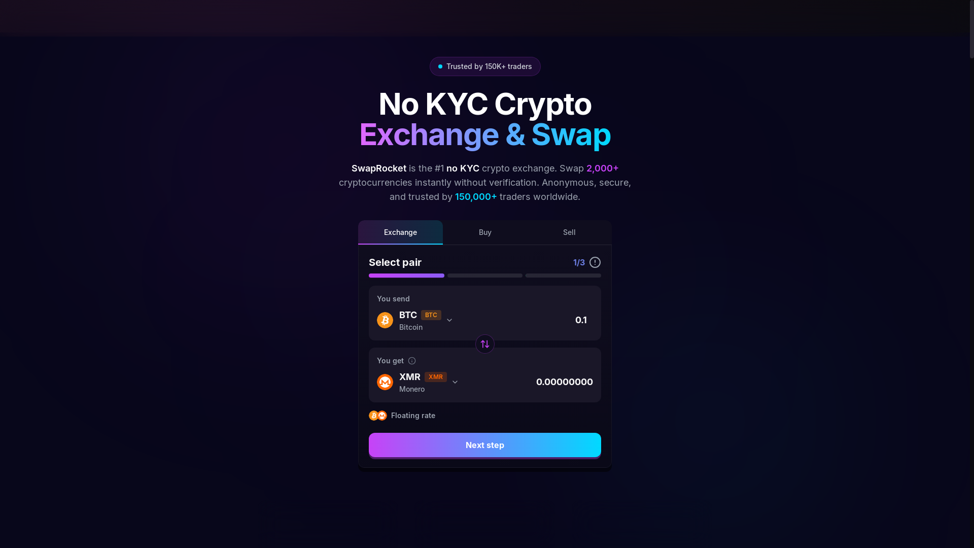 website screenshot of https://swaprocket.io/