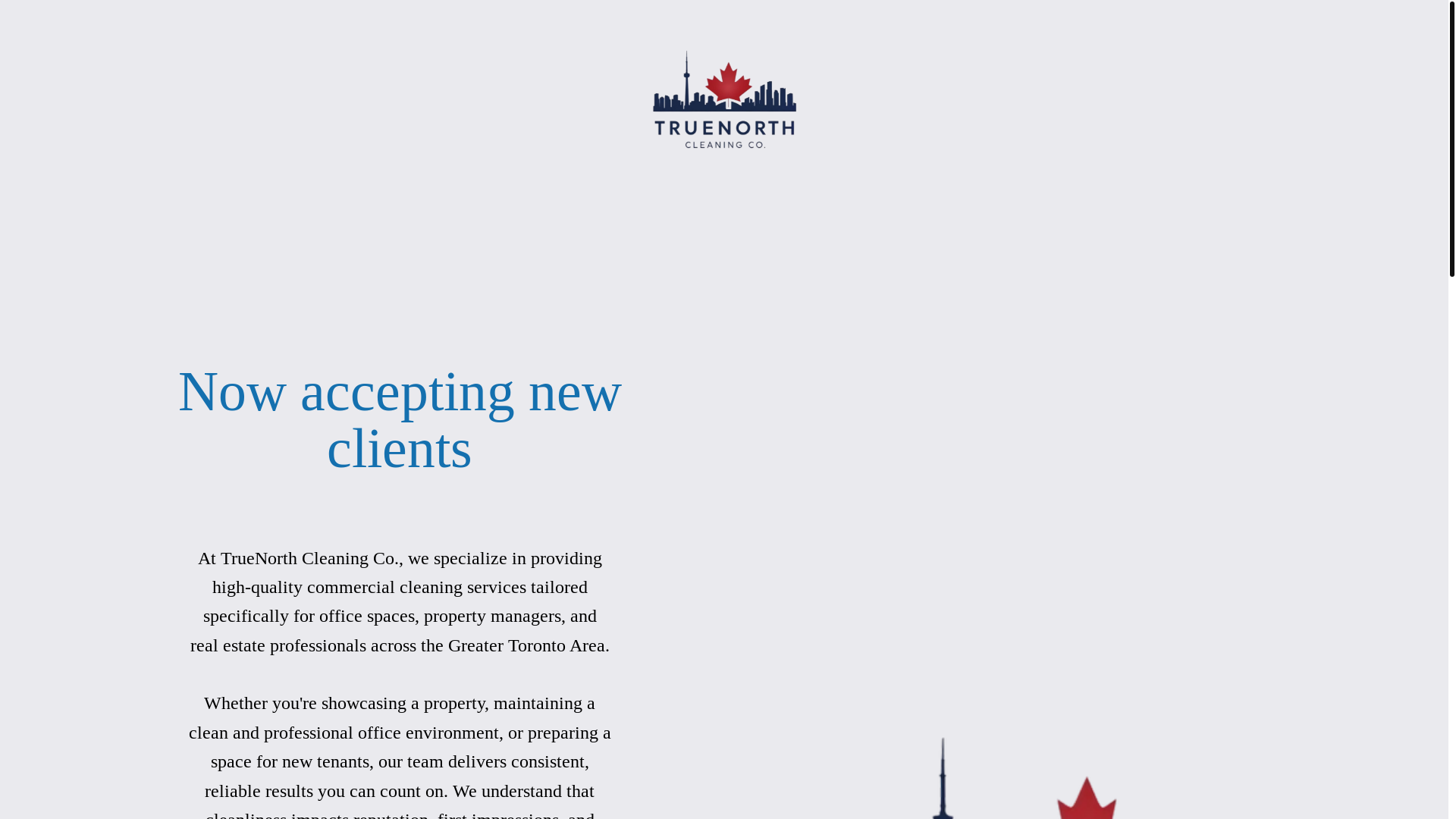 website screenshot of https://truenorthcleaningco.ca/