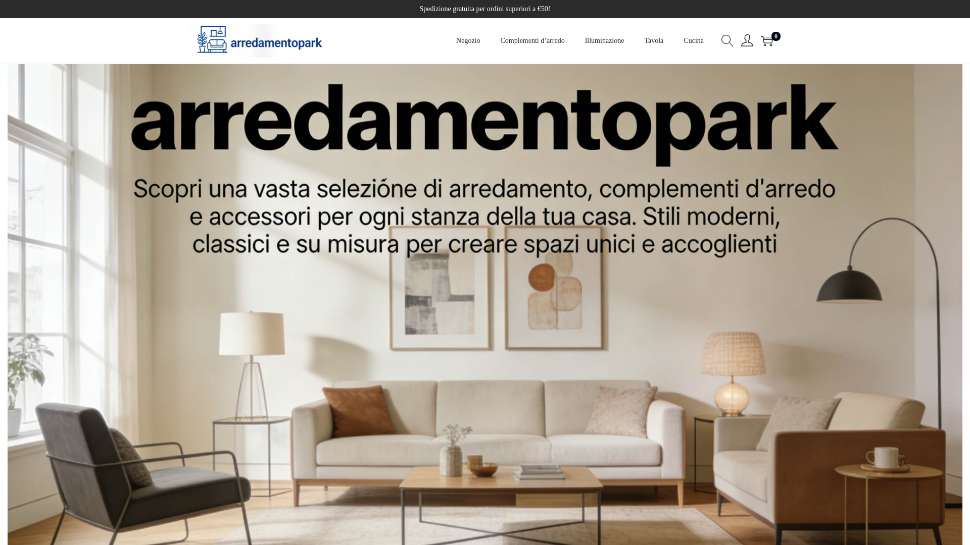 website screenshot of https://arredamentopark.com