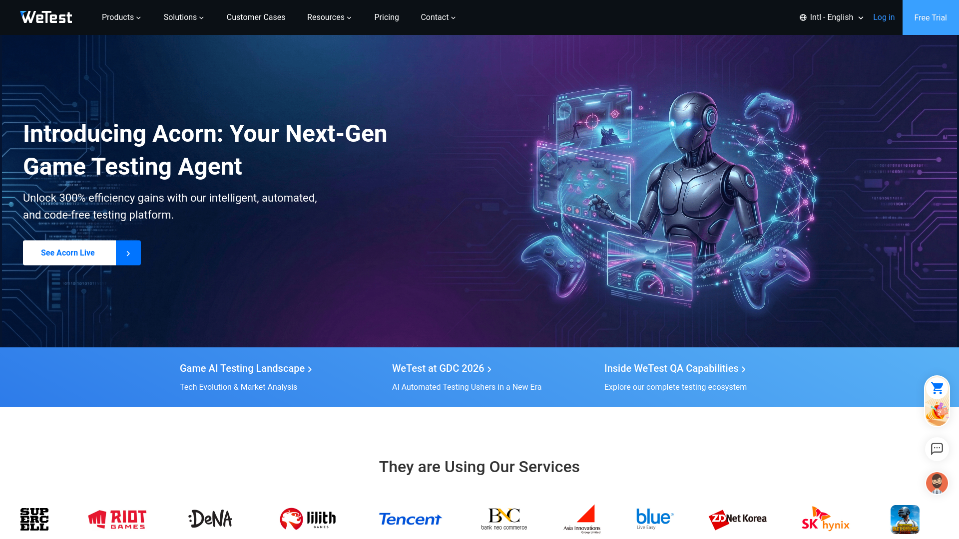 website screenshot of https://wetest.net