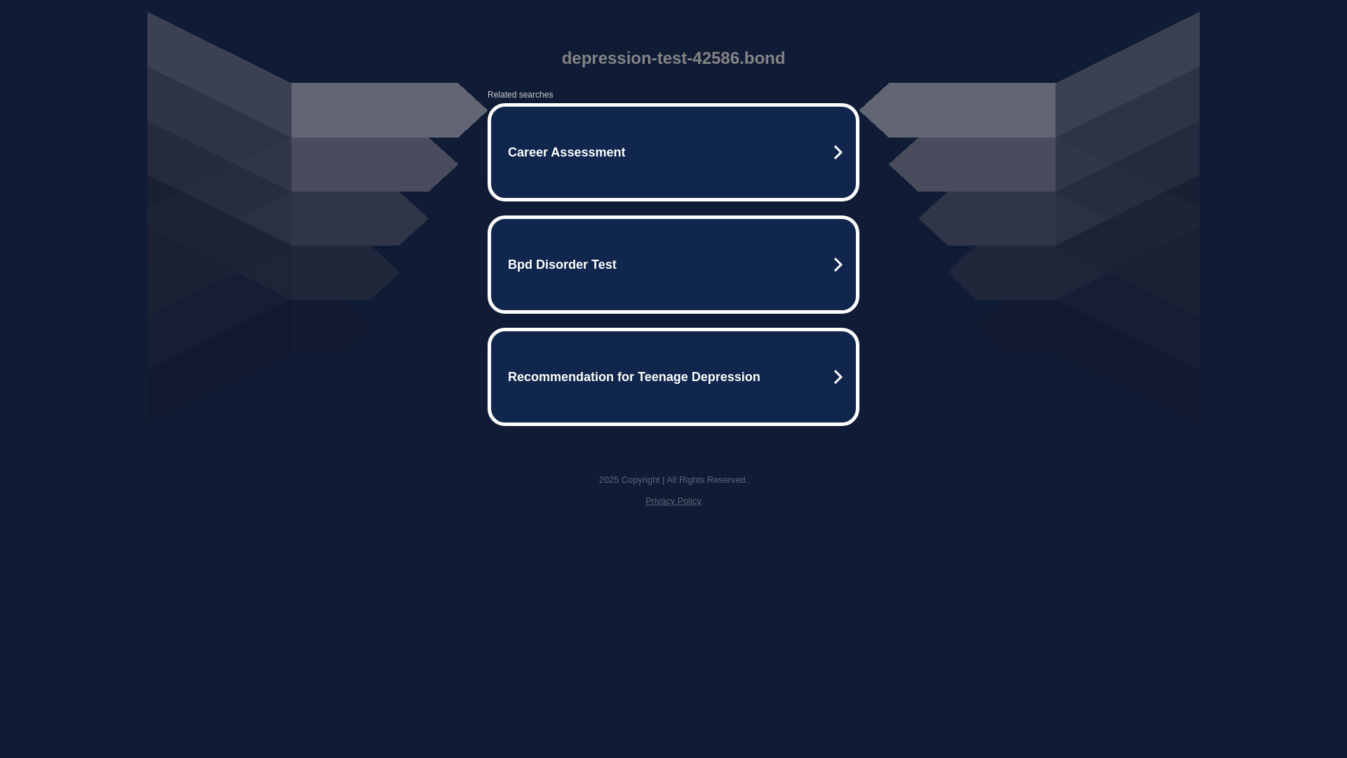 website screenshot of https://depression-test-42586.bond/