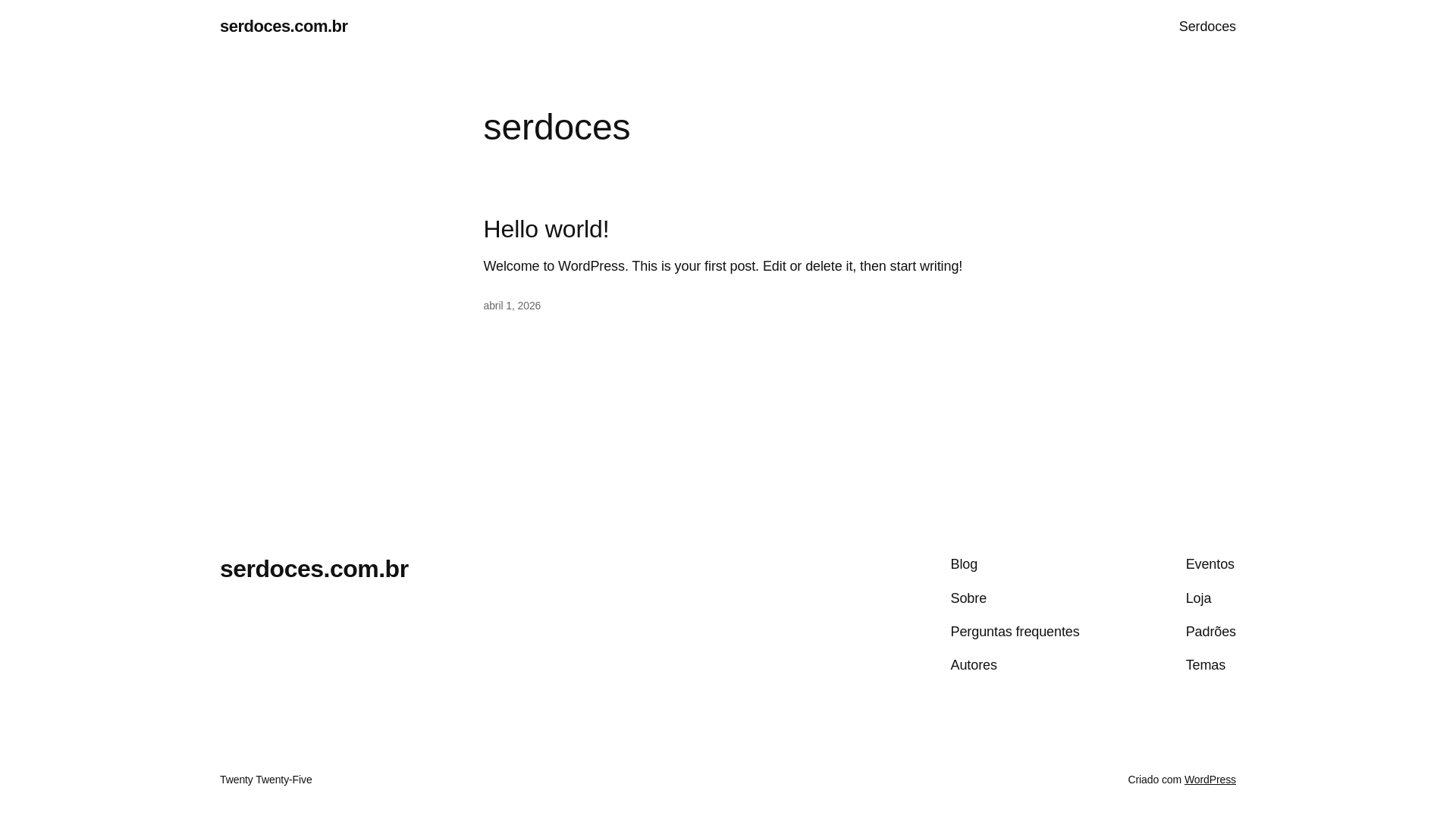 website screenshot of https://serdoces.com.br