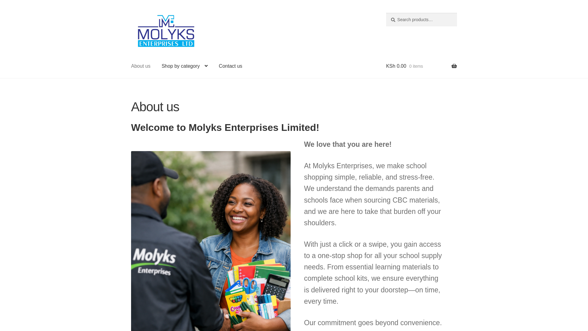 website screenshot of https://molyksenterprises.org/