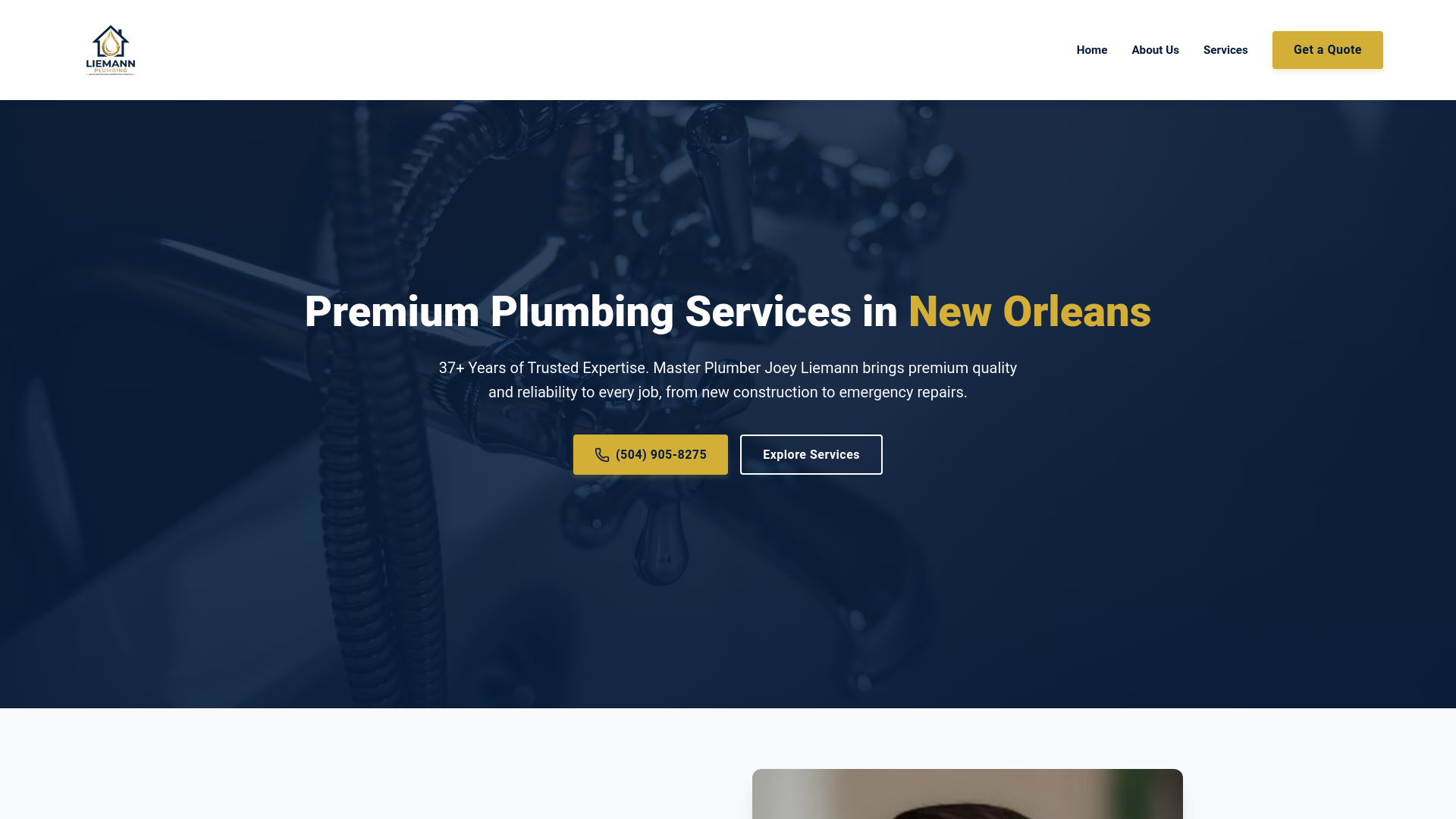website screenshot of https://liemannplumbing.org/