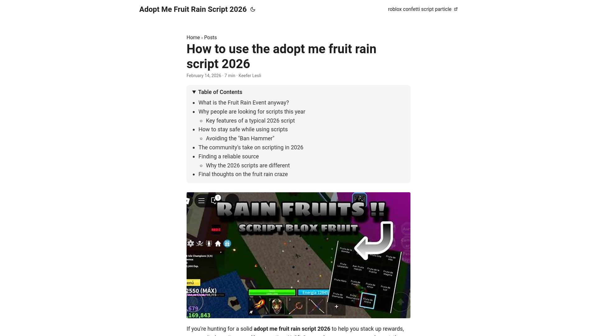 website screenshot of https://adopt-me-fruit-rain-script-2026.pages.dev/