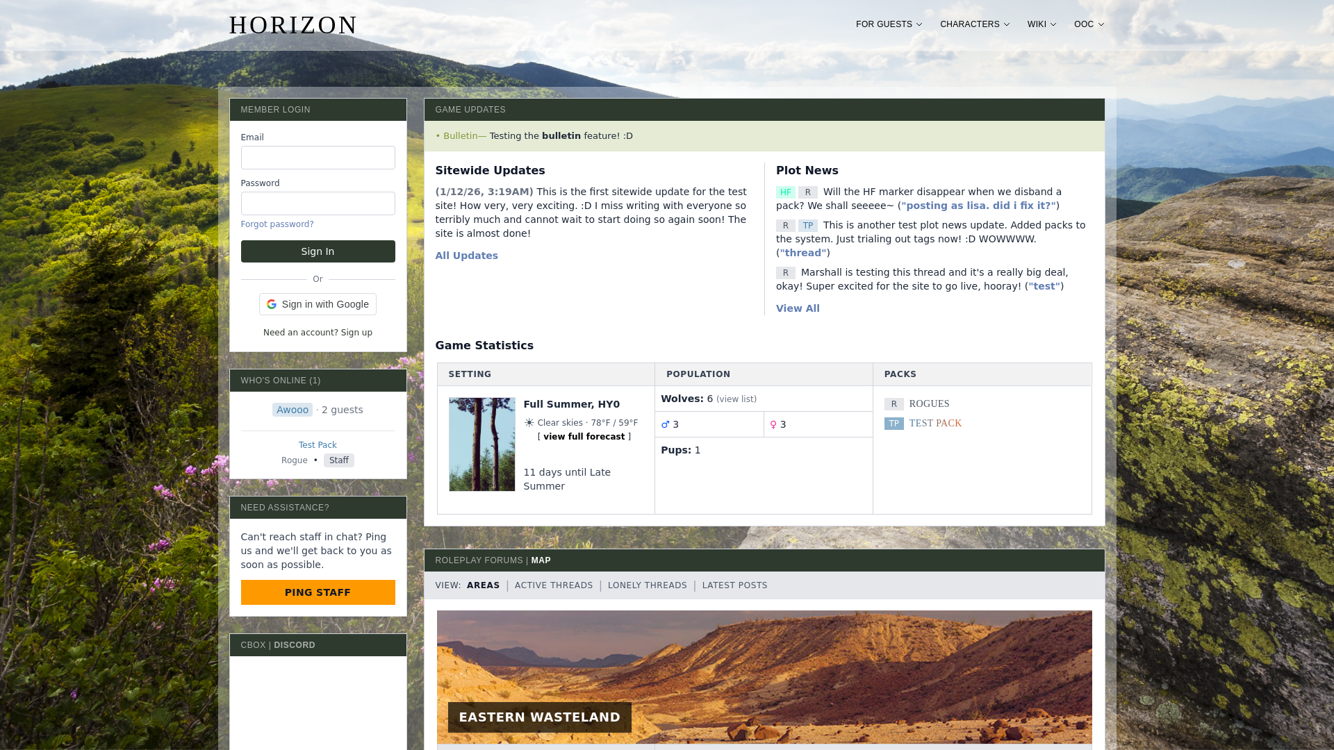 website screenshot of https://horizonwolves.com/