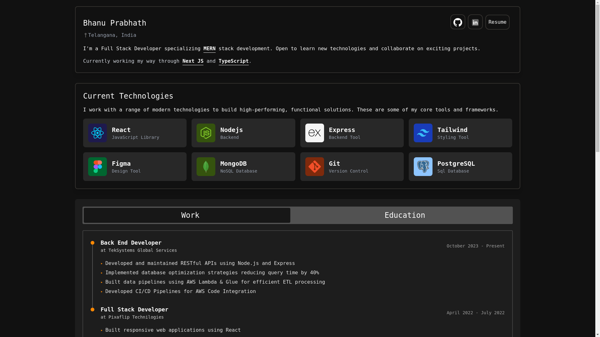 website screenshot of https://bhanuprabhath.com/
