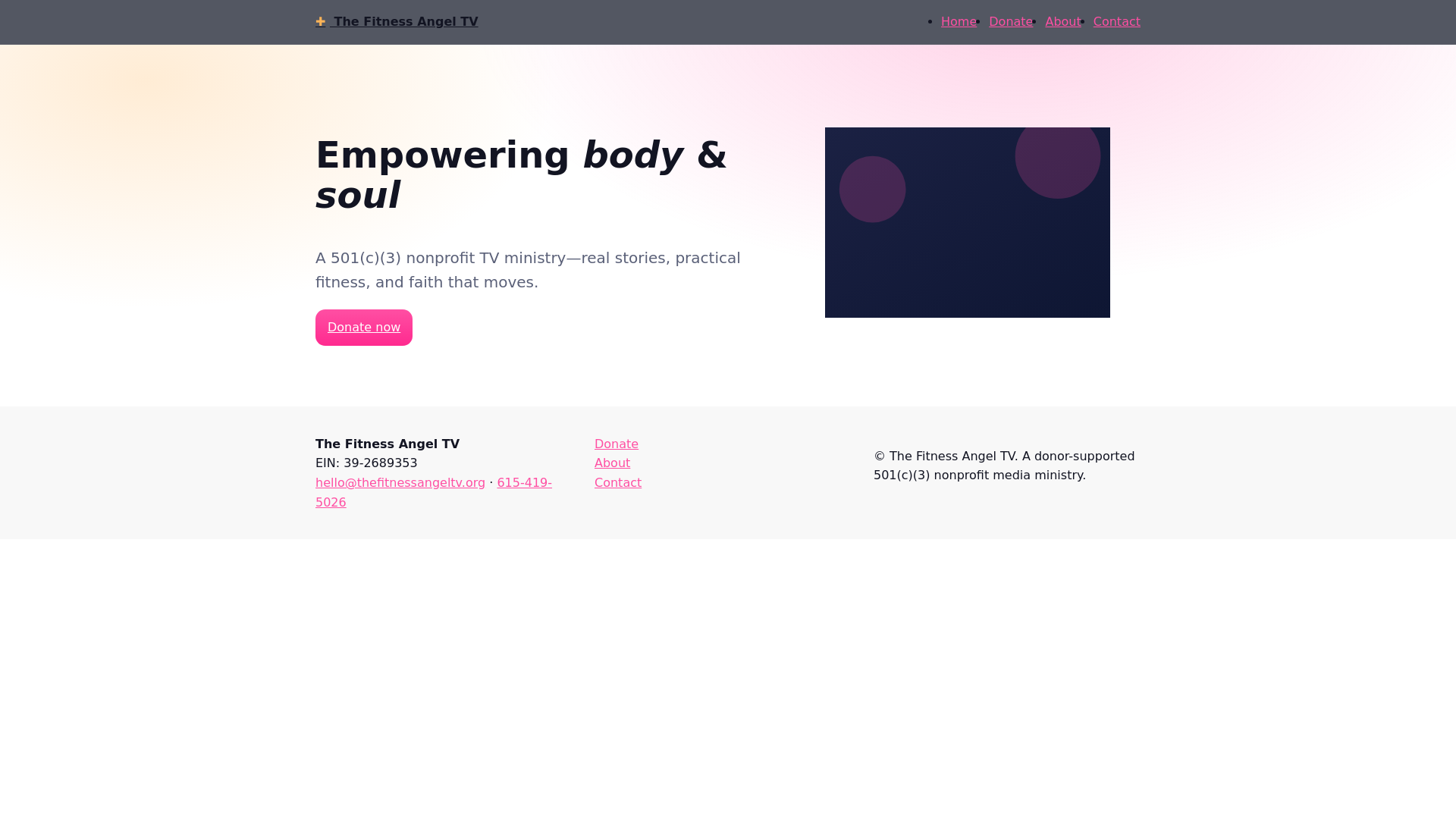 website screenshot of https://thefitnessangeltv.org/