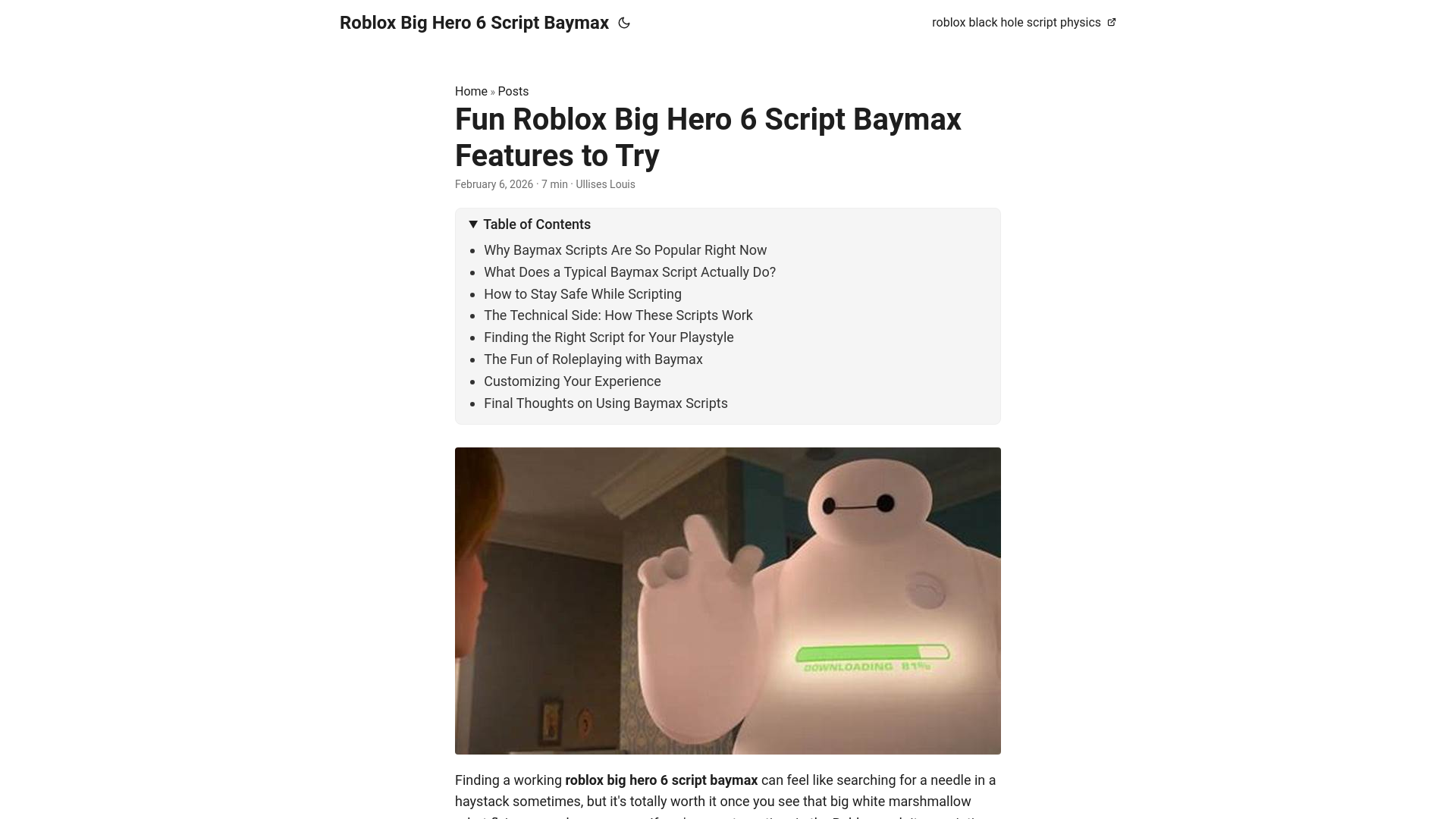 website screenshot of https://roblox-big-hero-6-script-baymax.pages.dev/