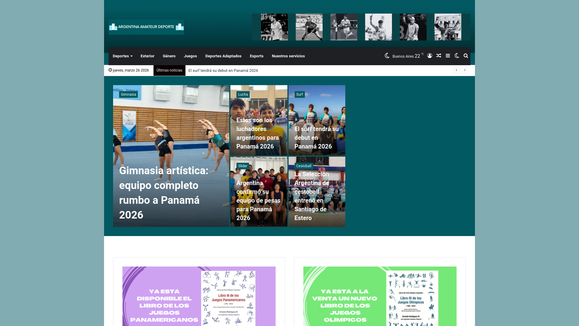 website screenshot of https://aadeporte.com.ar
