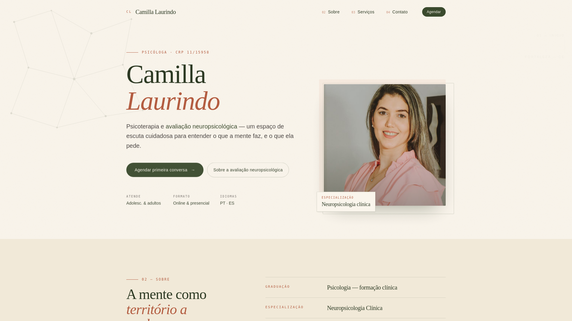 website screenshot of https://camillalaurindo.com/
