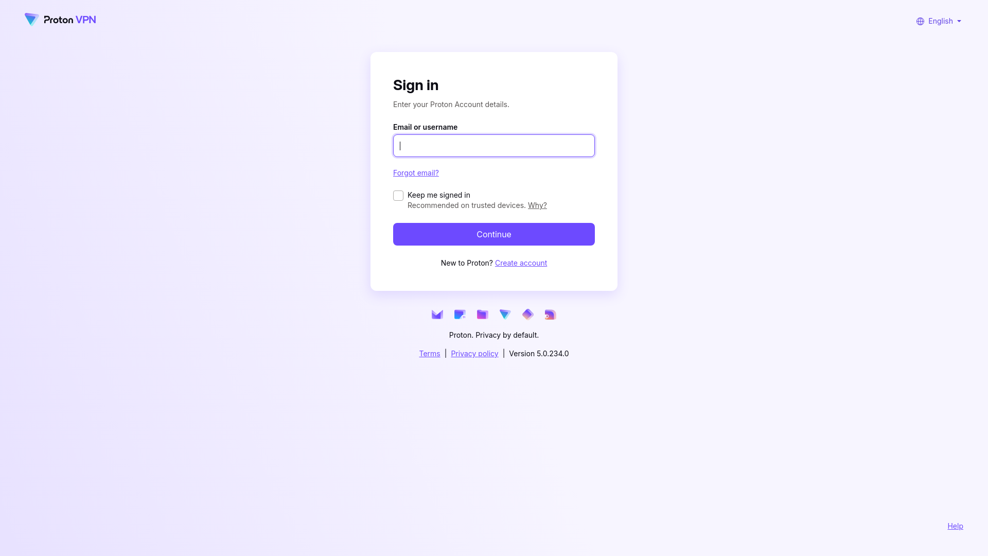 website screenshot of https://account.protonvpn.com/