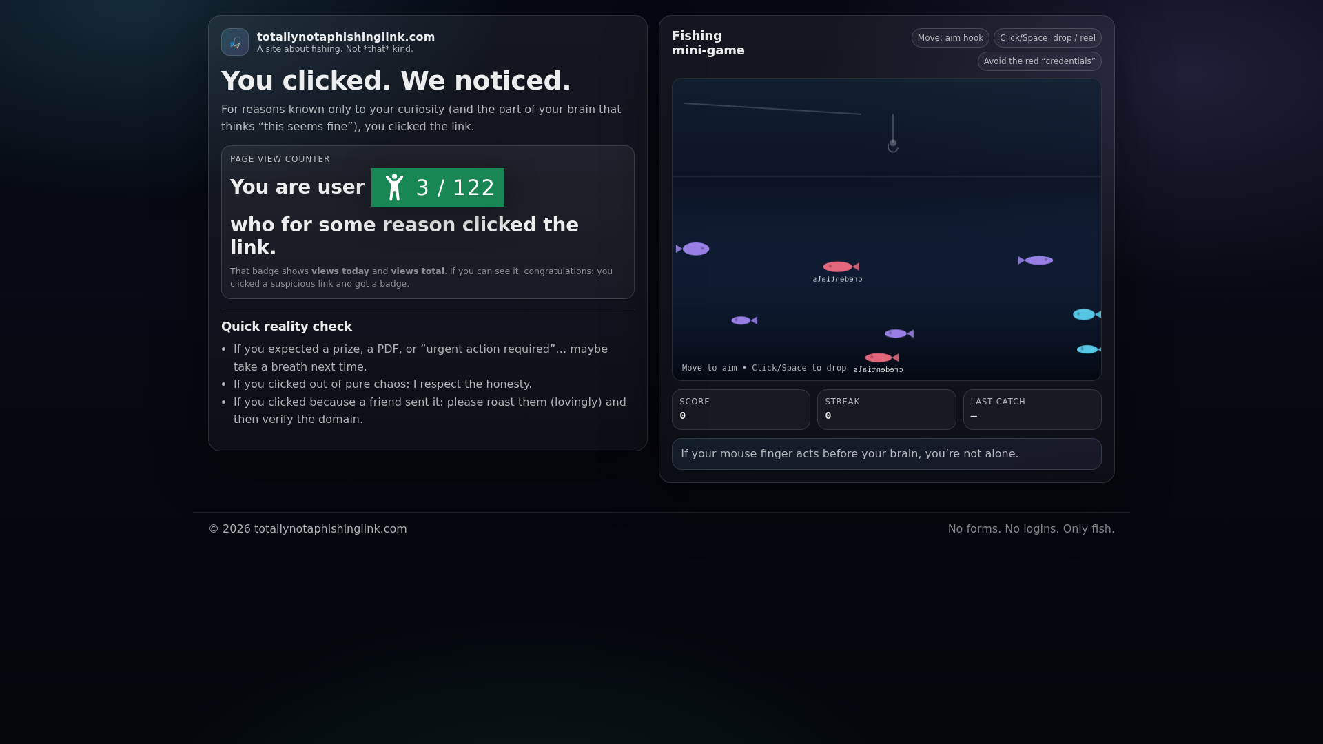 website screenshot of https://totallynotaphishinglink.com